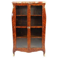 18th Century French Louis XV Small Marquetry Bookcase or Vitrine