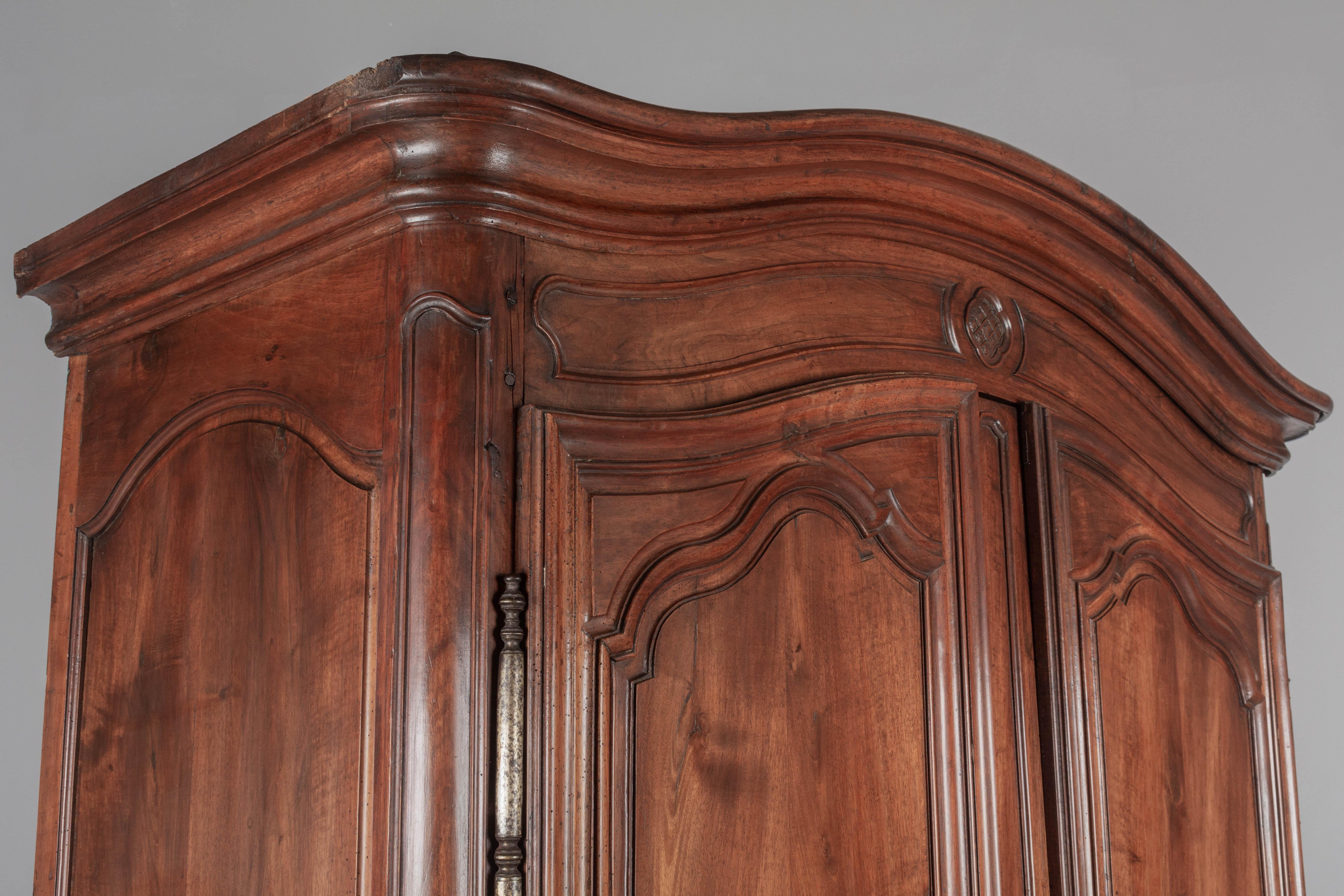 18th Century French Louis XV Walnut Armoire For Sale 8