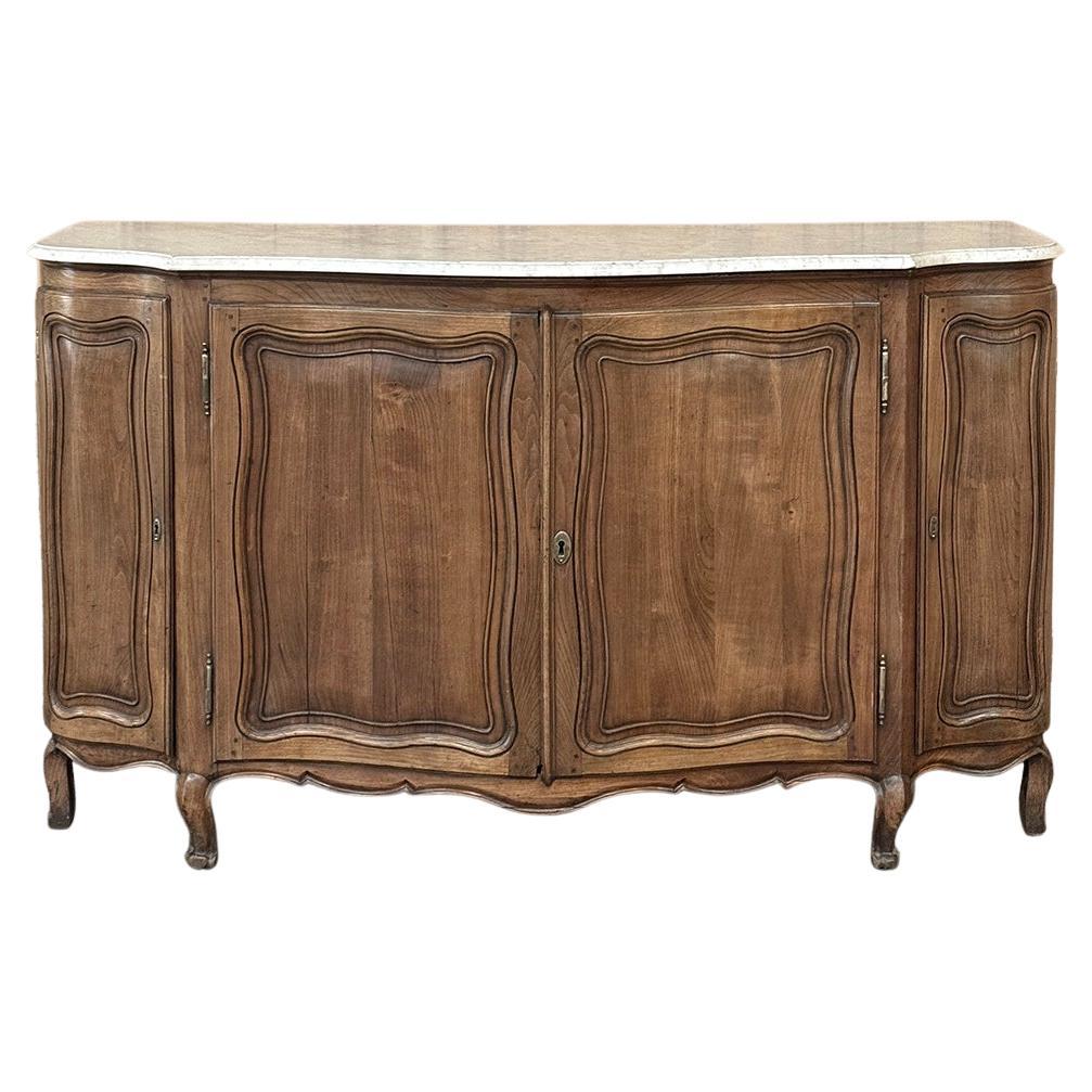 18th Century French Louis XV Walnut Buffet ~ Credenza with Carrara Marble For Sale