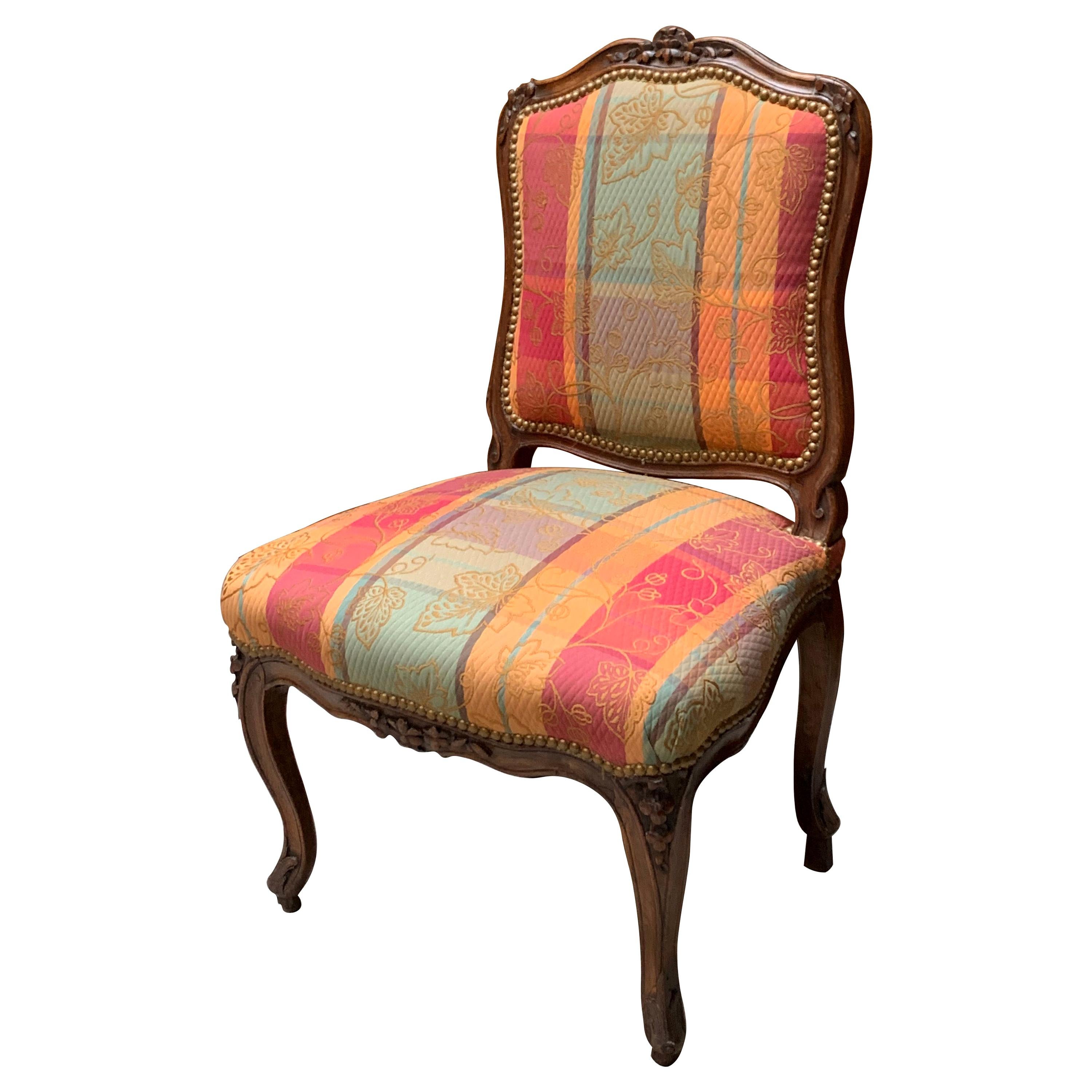 18th Century French Louis XV Walnut Chair For Sale