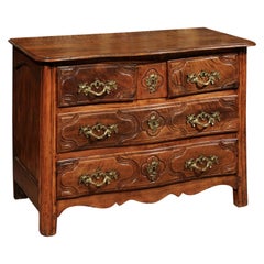 18th Century French Louis XV Walnut Commode with 5 Drawers