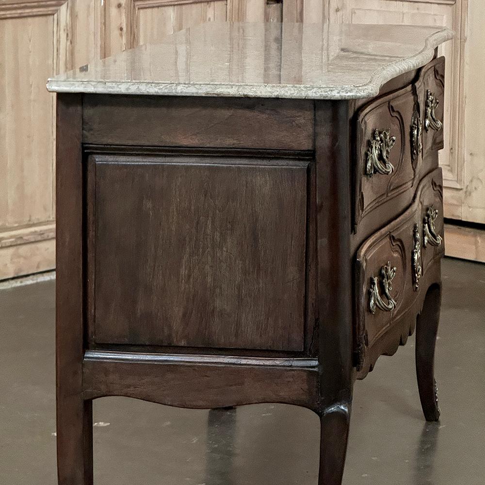18th Century French Louis XV Walnut Marble Top Commode For Sale 12