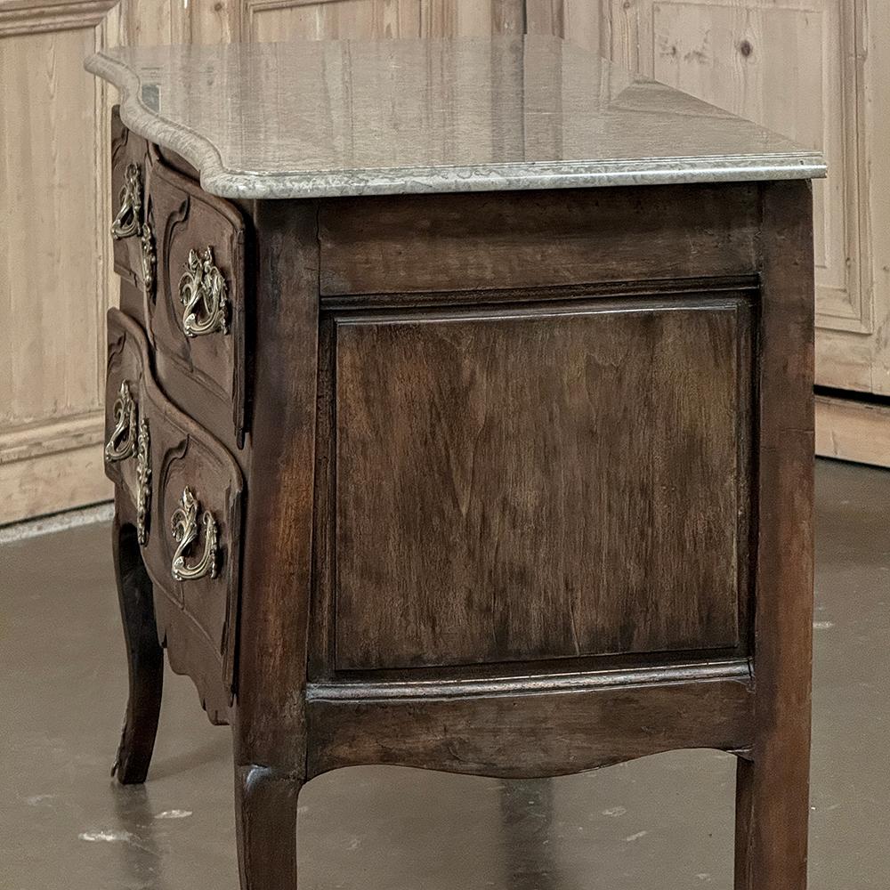 18th Century French Louis XV Walnut Marble Top Commode For Sale 14