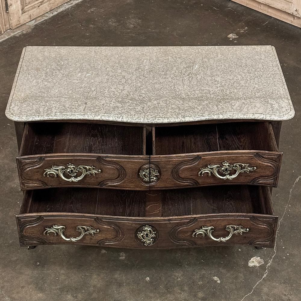 18th Century French Louis XV Walnut Marble Top Commode For Sale 1