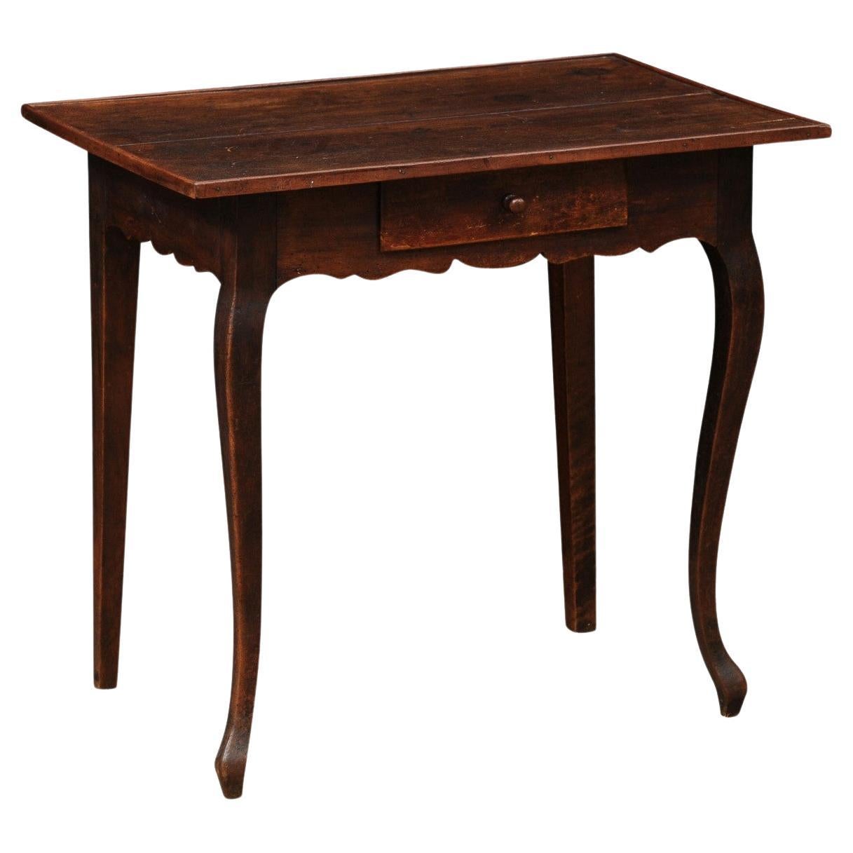 18th Century French Louis XV Walnut Side Table with Drawer For Sale