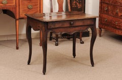 18th Century French Louis XV Walnut Side table with Drawer & Serpentine Apron