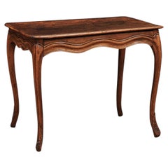 18th Century French Louis XV Walnut Table with Serpentine Apron