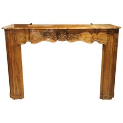 18th Century French Louis XV Walnut Wood Mantel