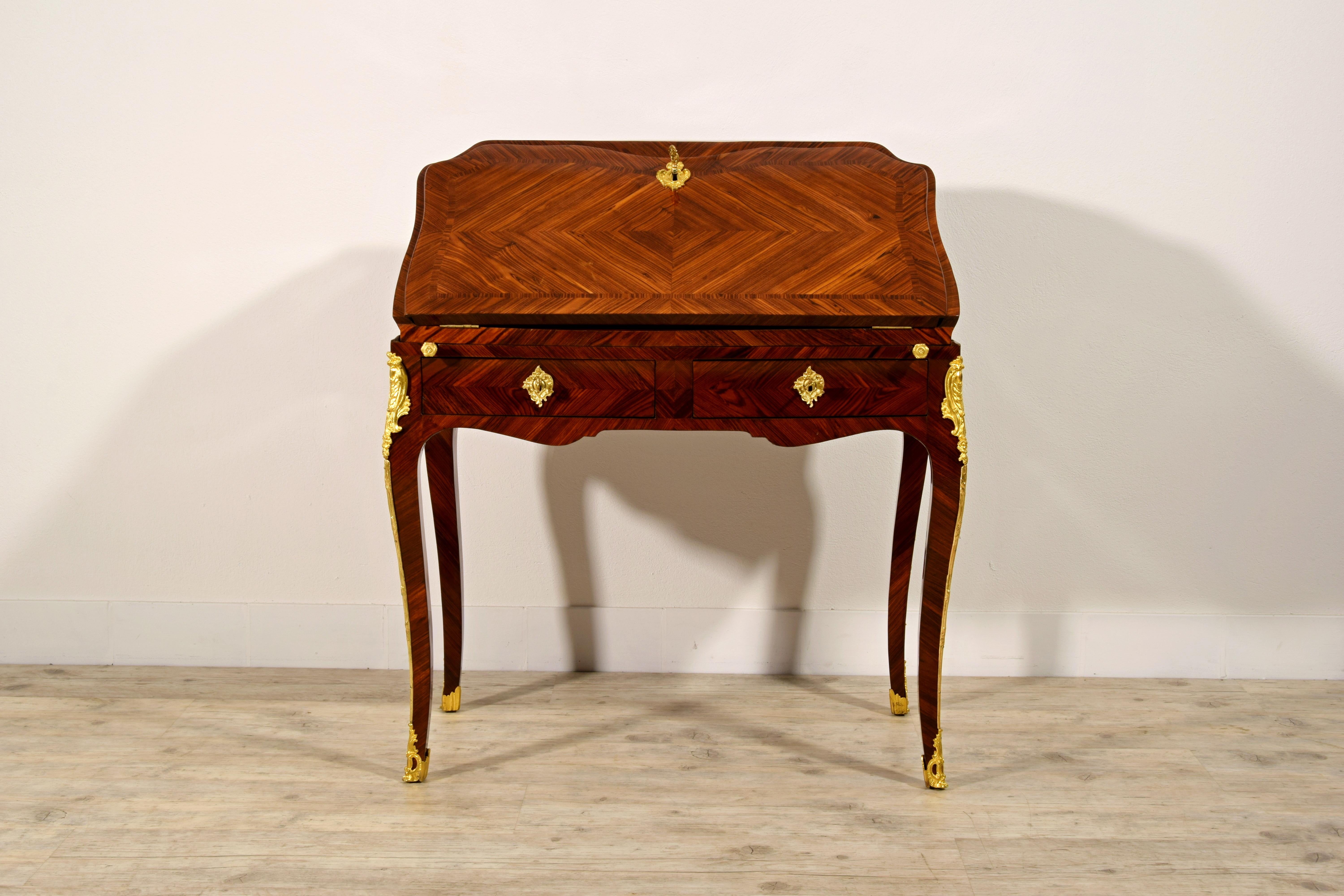 Gilt  18th Century, French Louis XV Wood Flap Writing Desk  For Sale