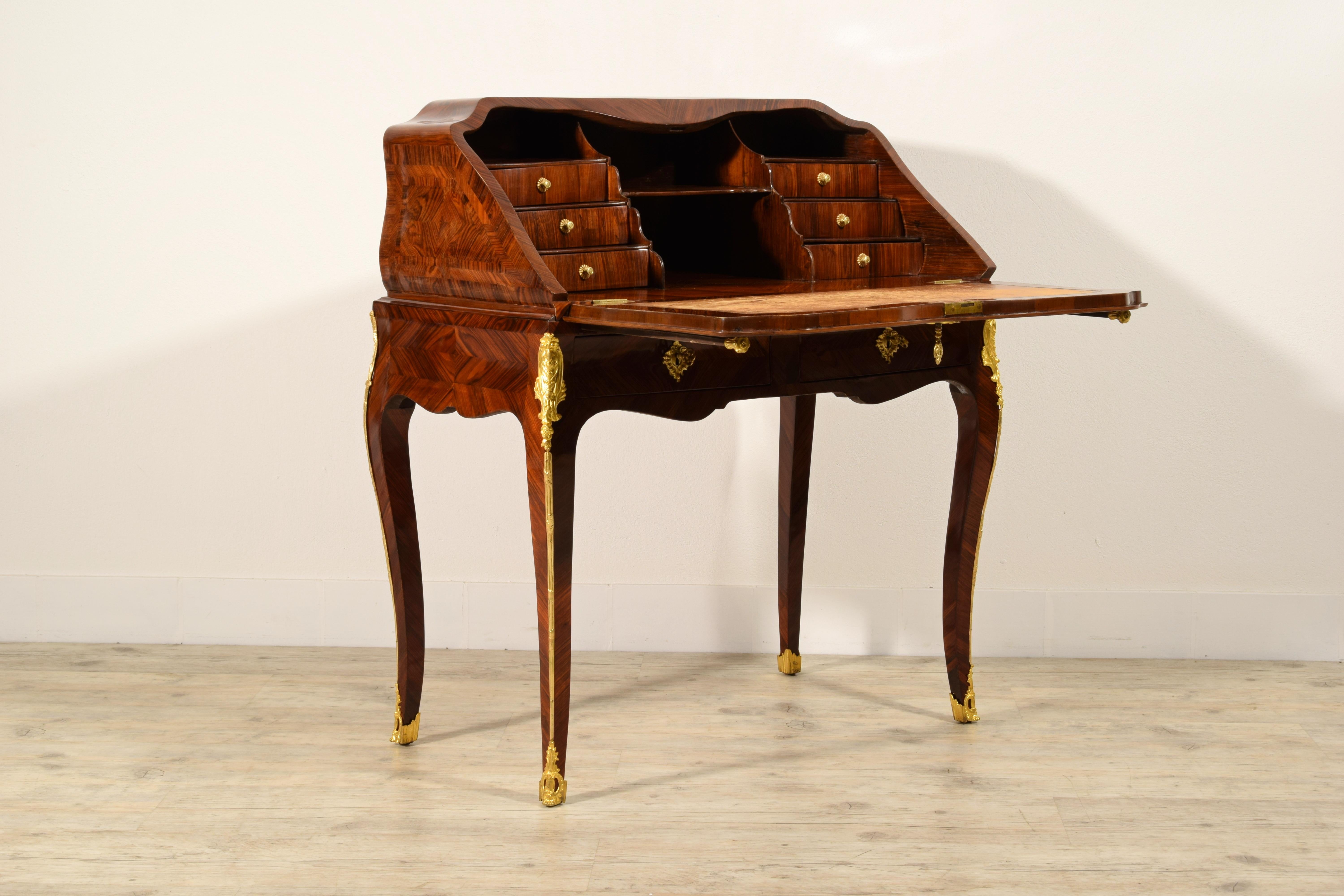 Bronze  18th Century, French Louis XV Wood Flap Writing Desk  For Sale