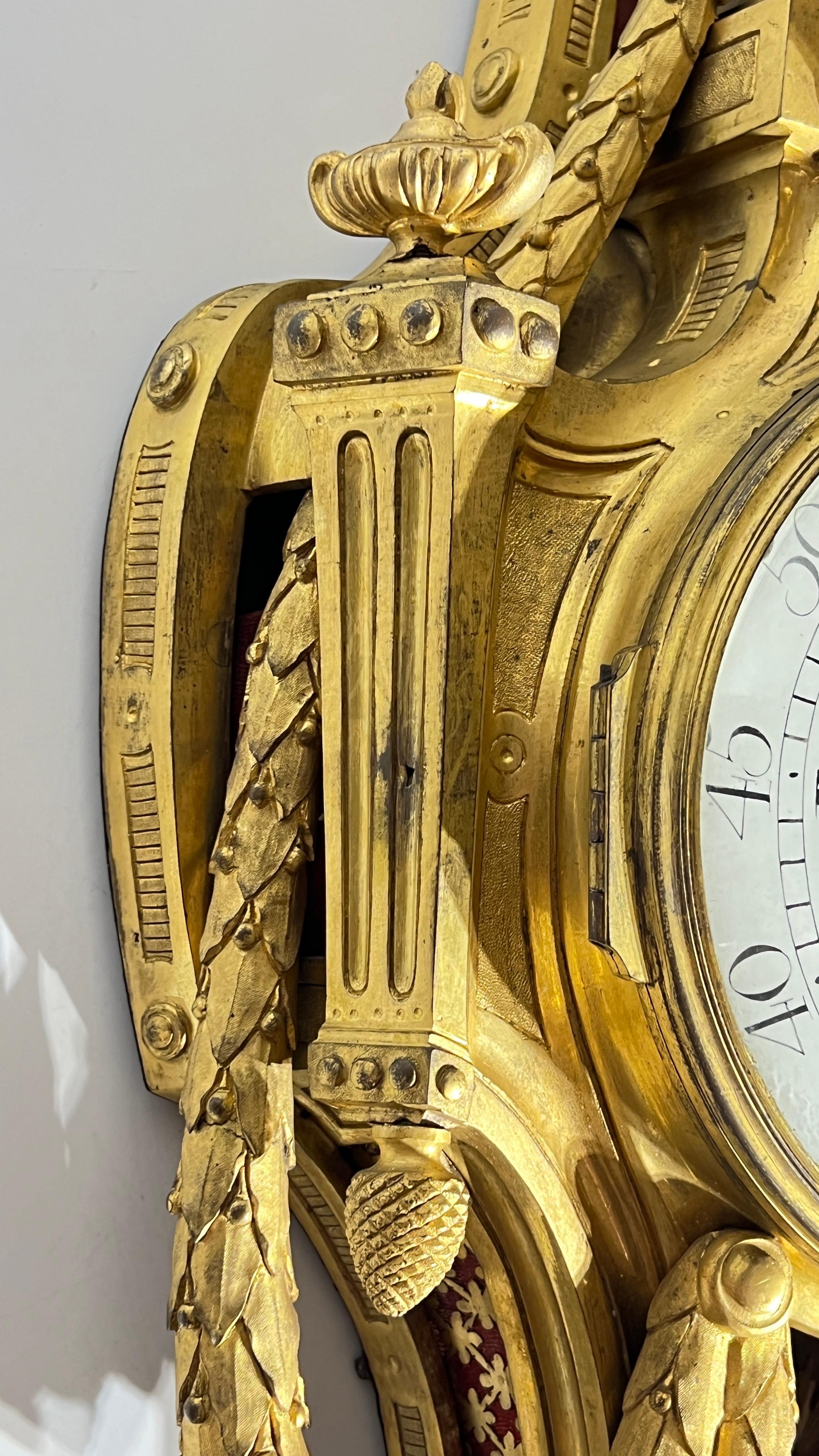 18th Century French Louis XV / XVI Period Gilt Bronze Wall Clock 1