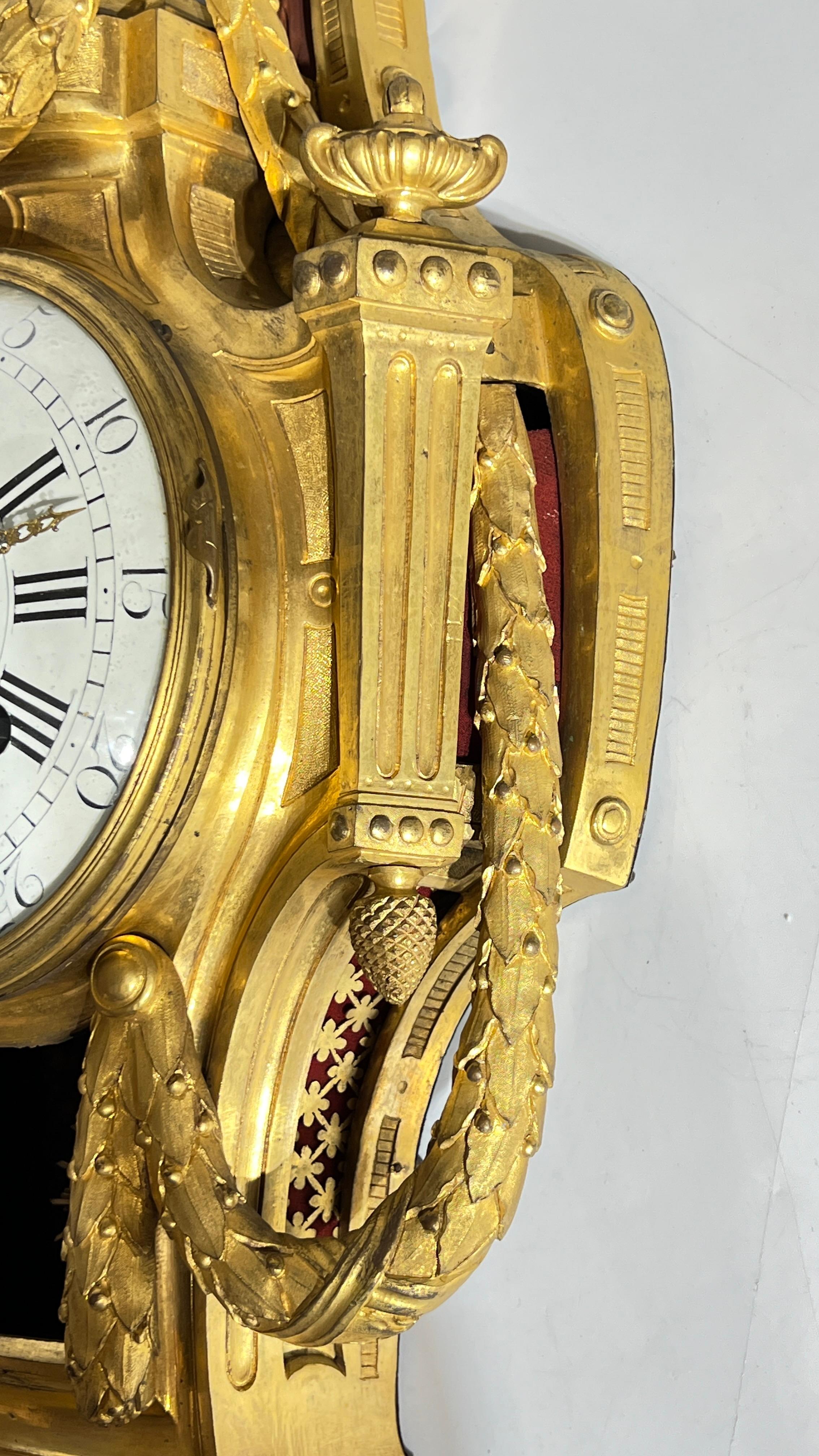 18th Century French Louis XV / XVI Period Gilt Bronze Wall Clock 2
