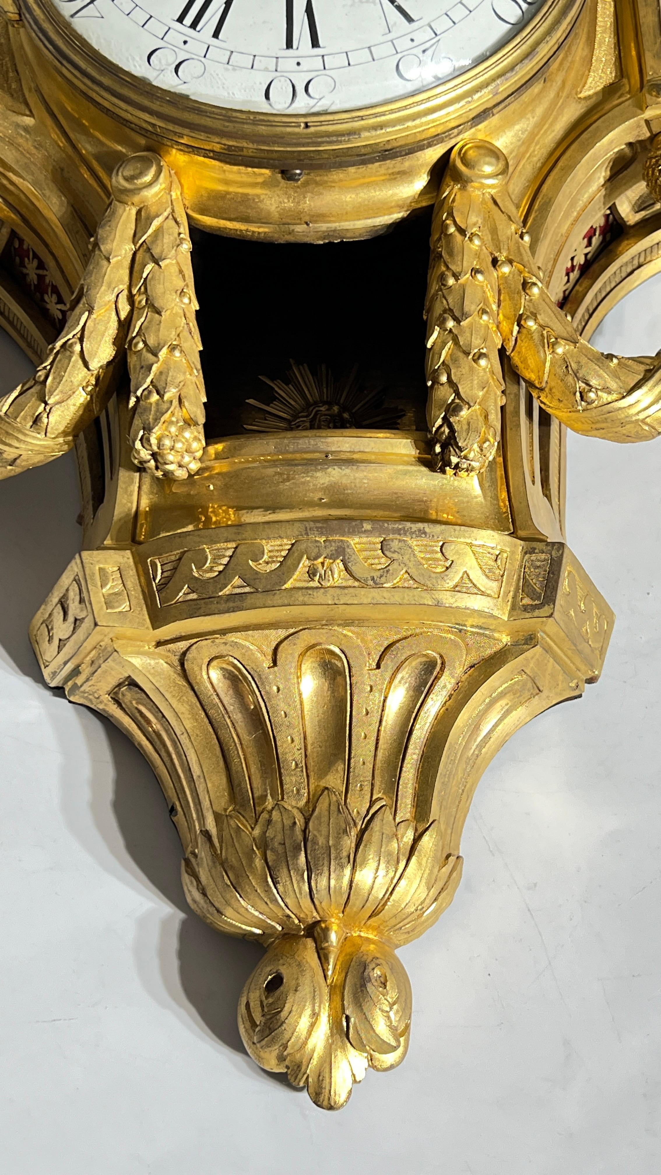 18th Century French Louis XV / XVI Period Gilt Bronze Wall Clock 3