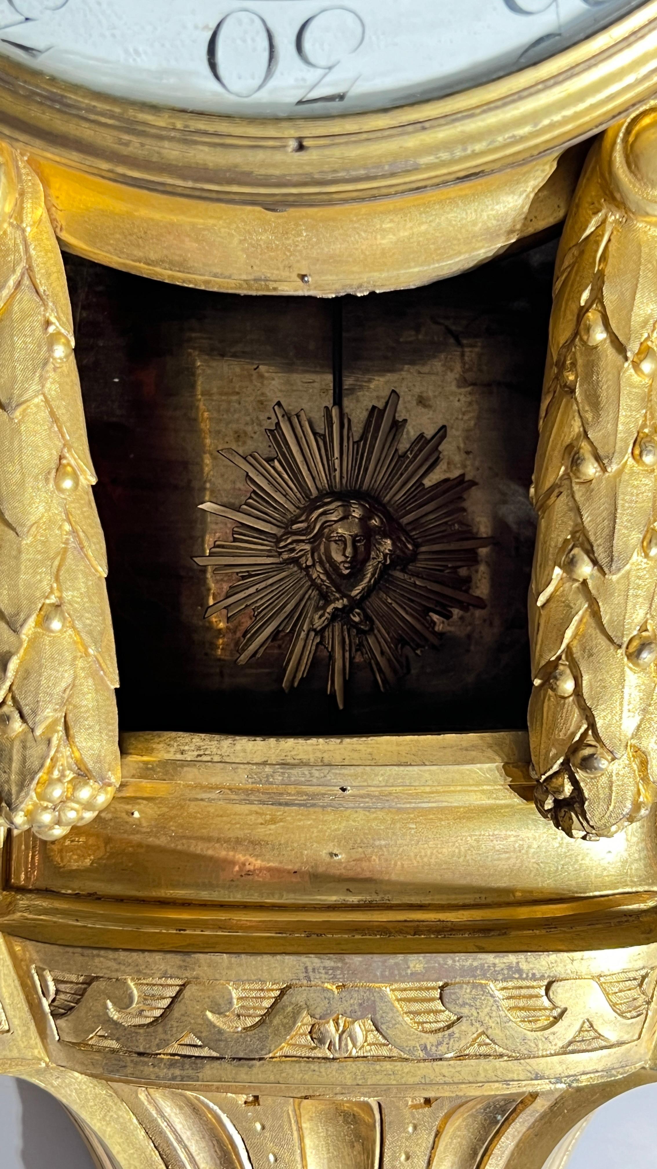 18th Century French Louis XV / XVI Period Gilt Bronze Wall Clock 4