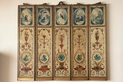 18th Century French Louis XVI Antique 5 Panels Hand Painted Screen from Duc Uzès
