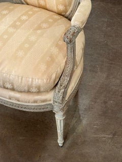 18th Century French Louis XVI Carved and Painted Armchair