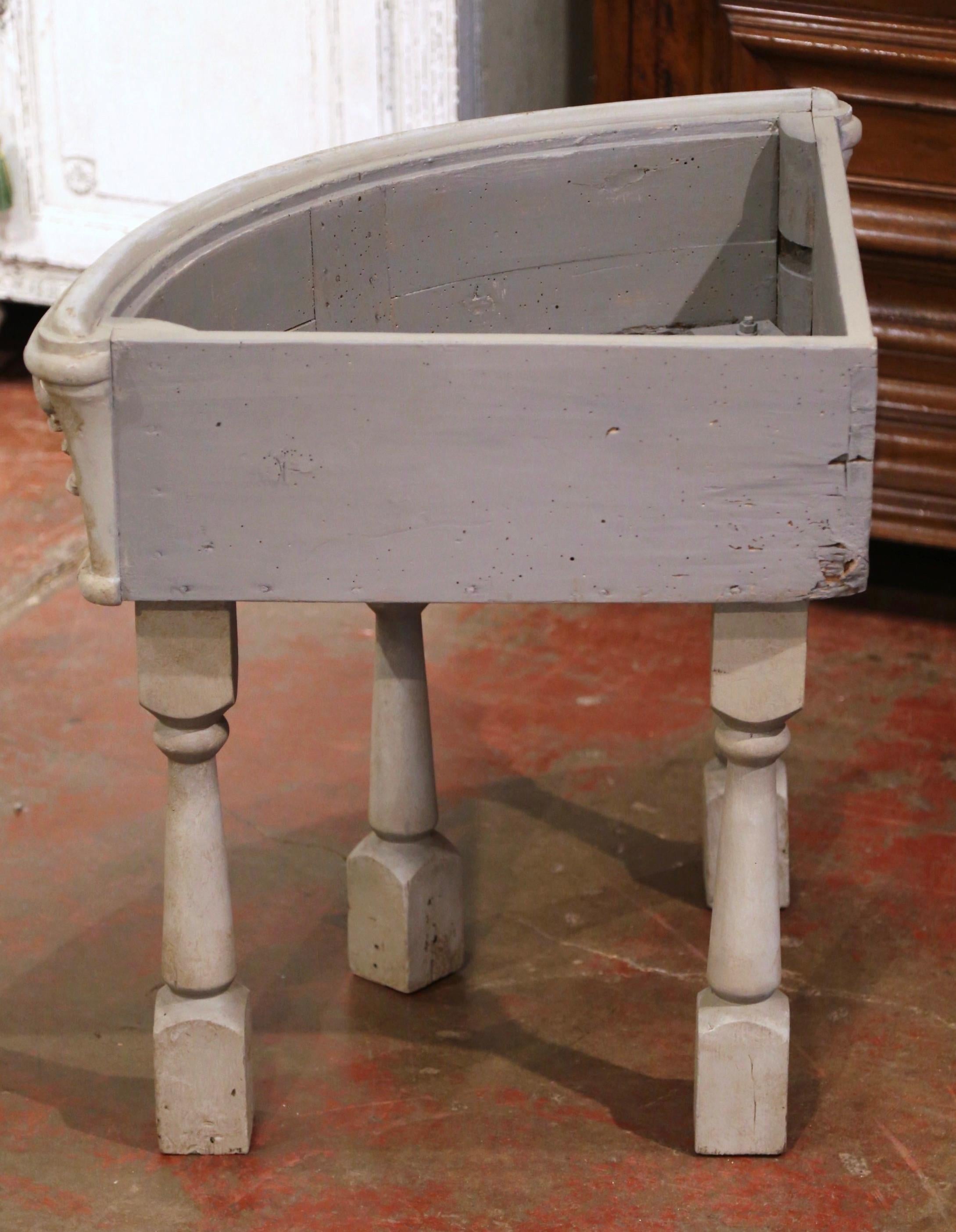 18th Century French Louis XVI Carved and Painted Bowed Corner Planter on Stand 3