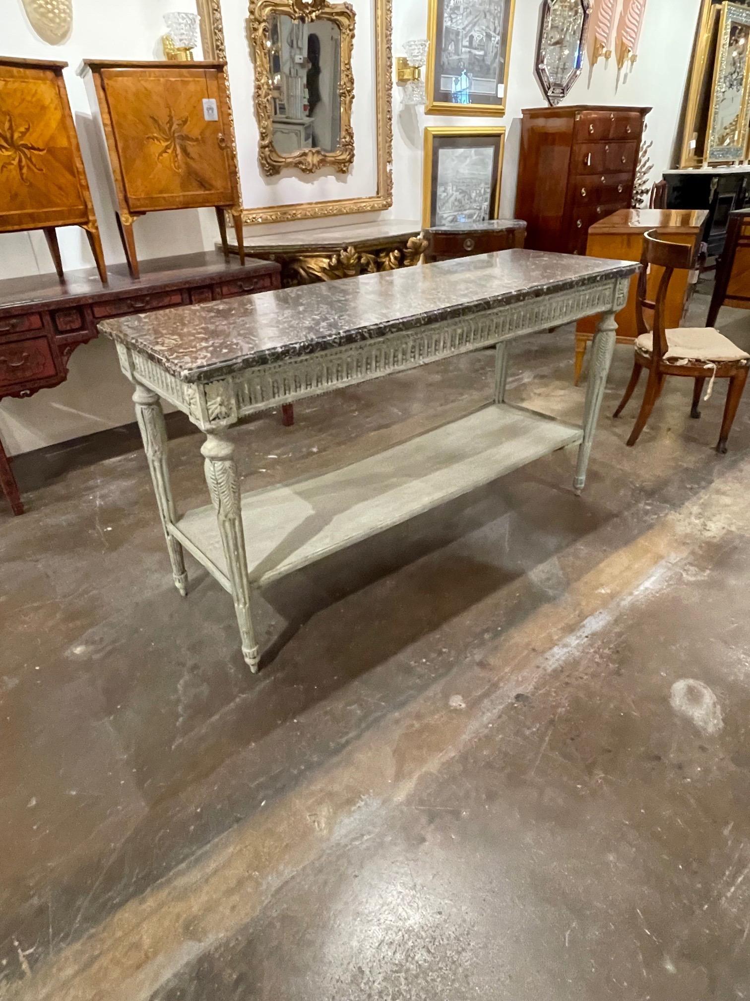 18th Century French Louis XVI Carved and Painted Console In Good Condition In Dallas, TX