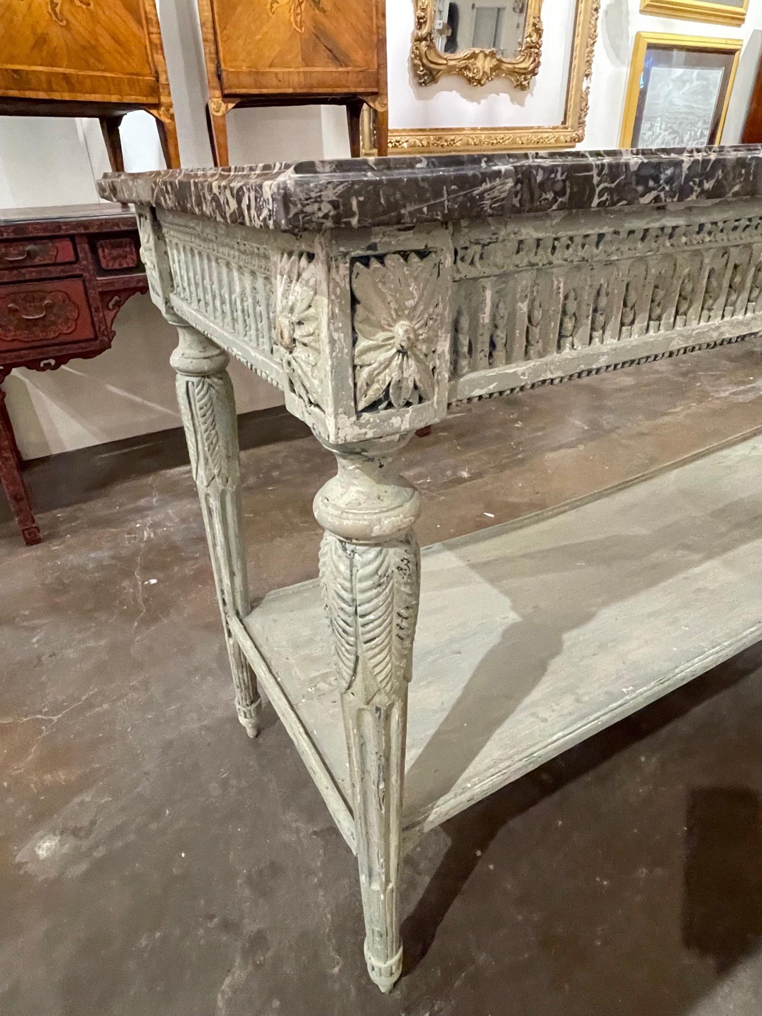 18th Century and Earlier 18th Century French Louis XVI Carved and Painted Console