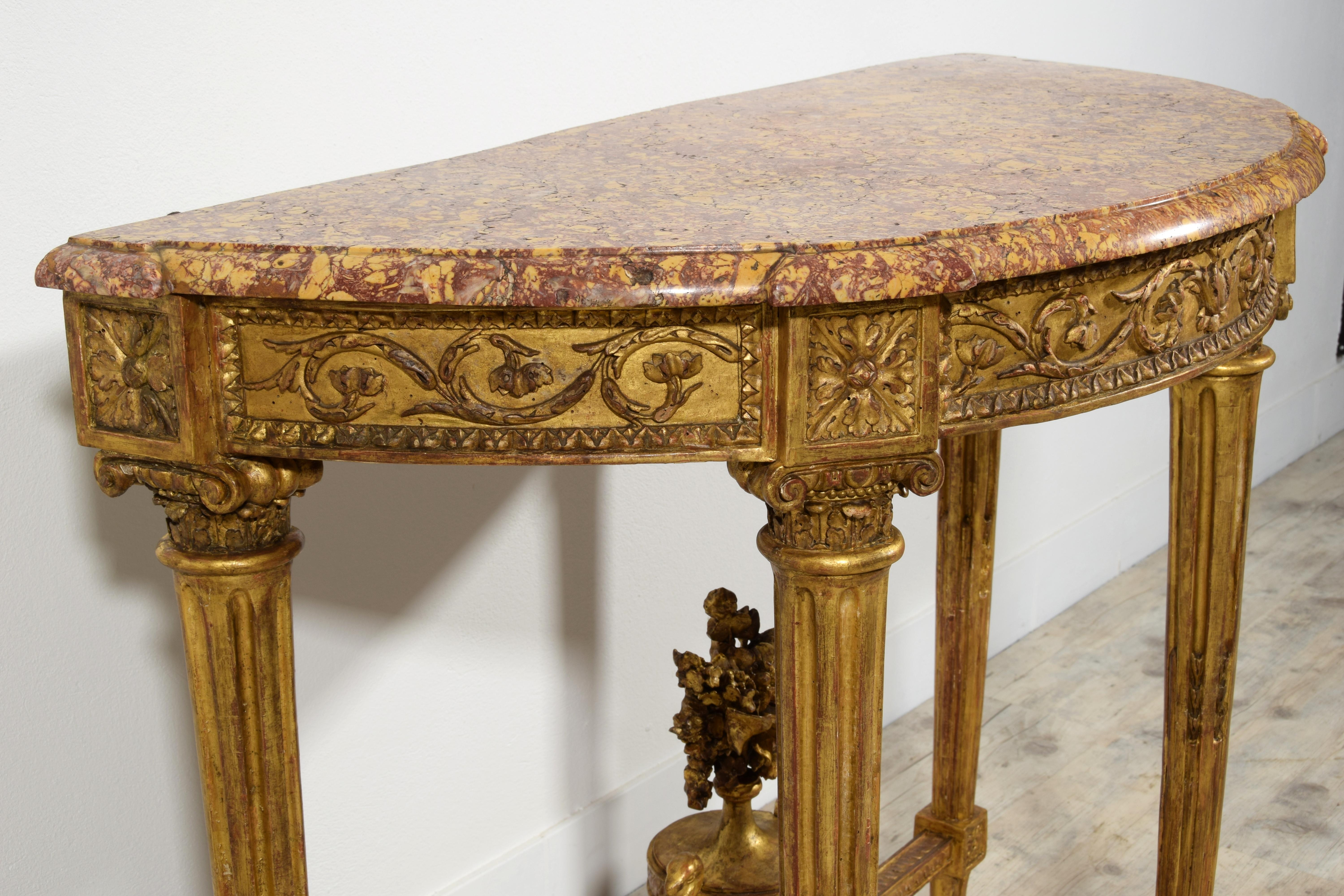 18th Century, French Louis XVI Carved Giltwood Console  For Sale 7