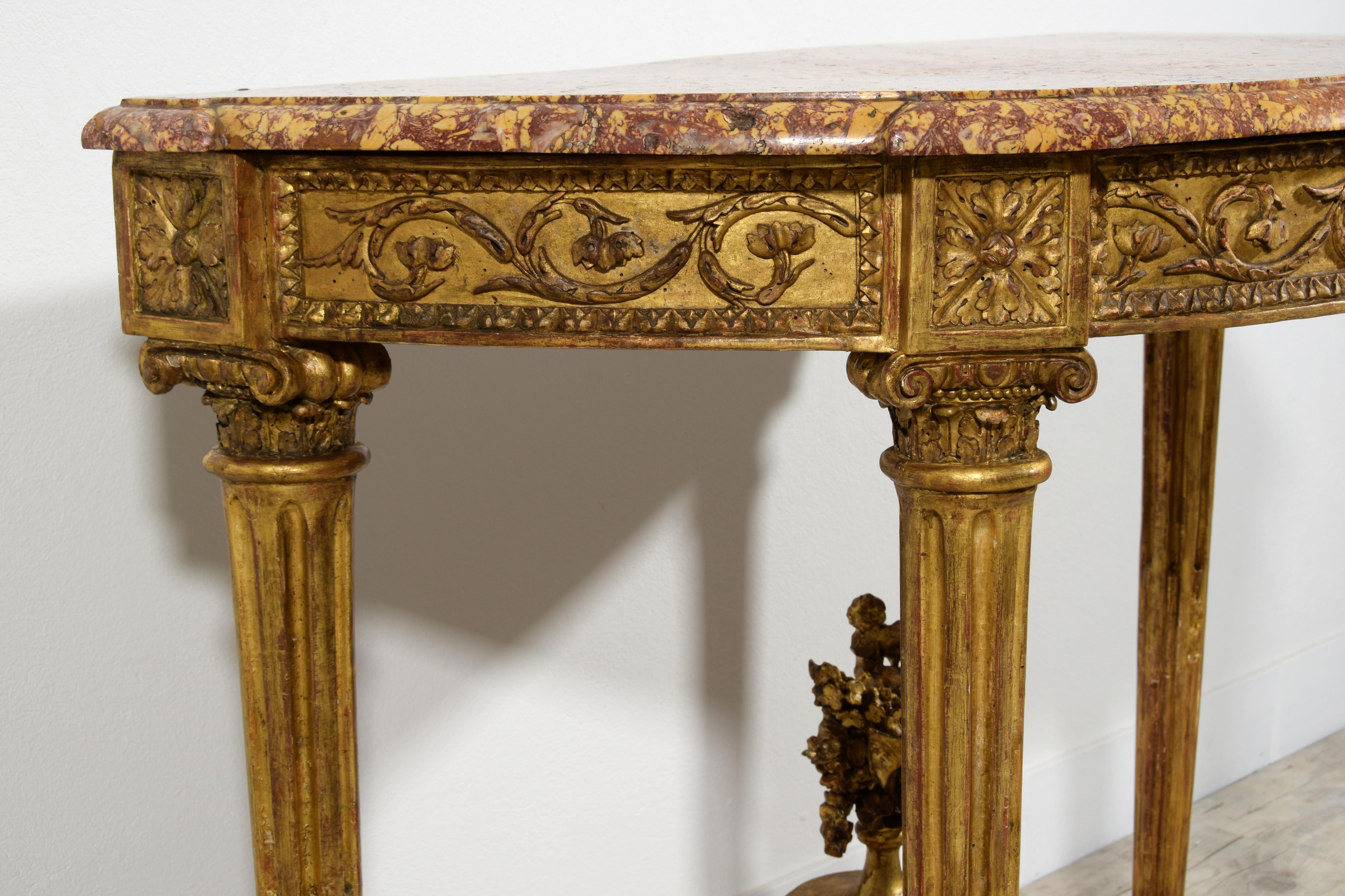 18th Century, French Louis XVI Carved Giltwood Console  For Sale 8