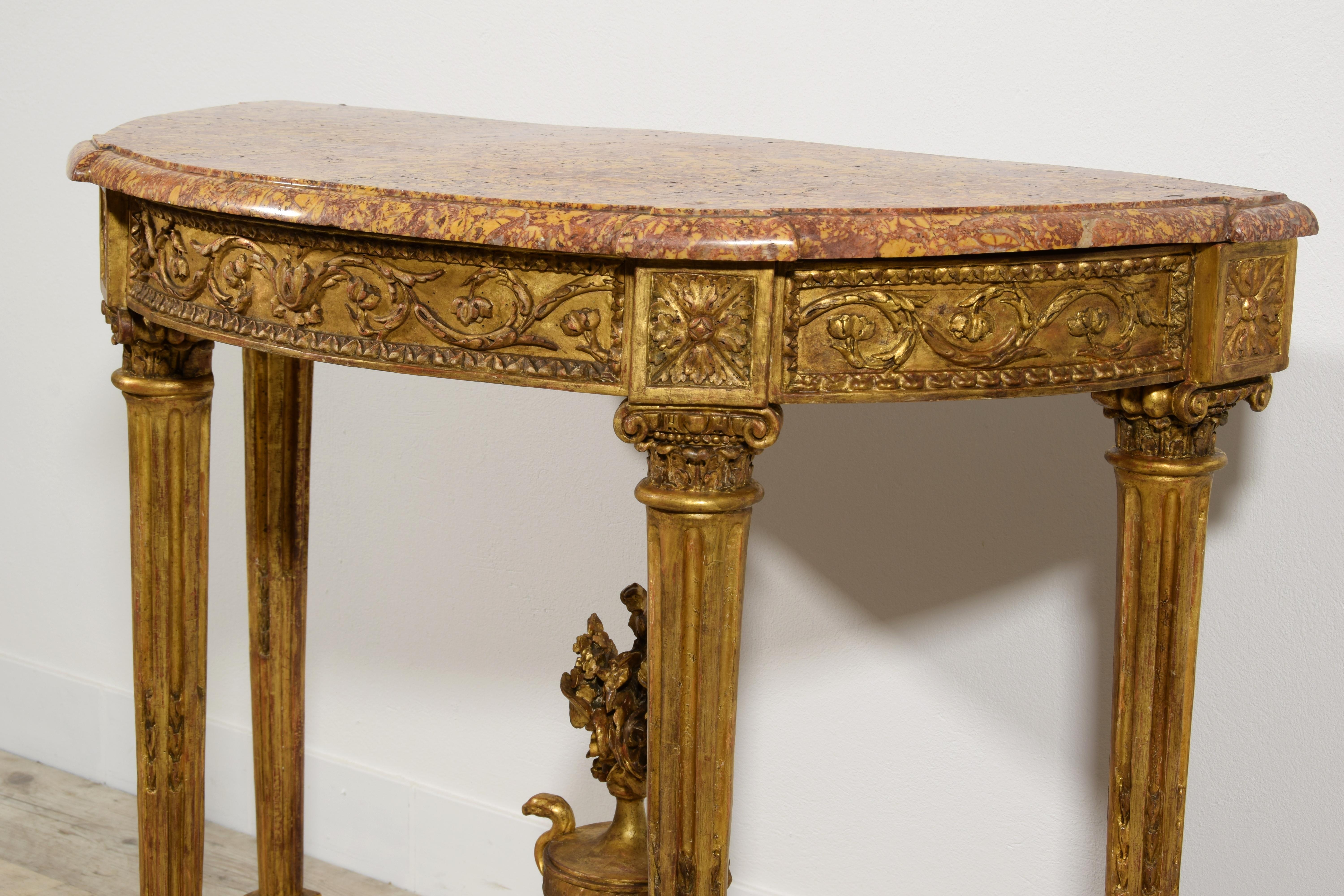 18th Century, French Louis XVI Carved Giltwood Console  For Sale 12
