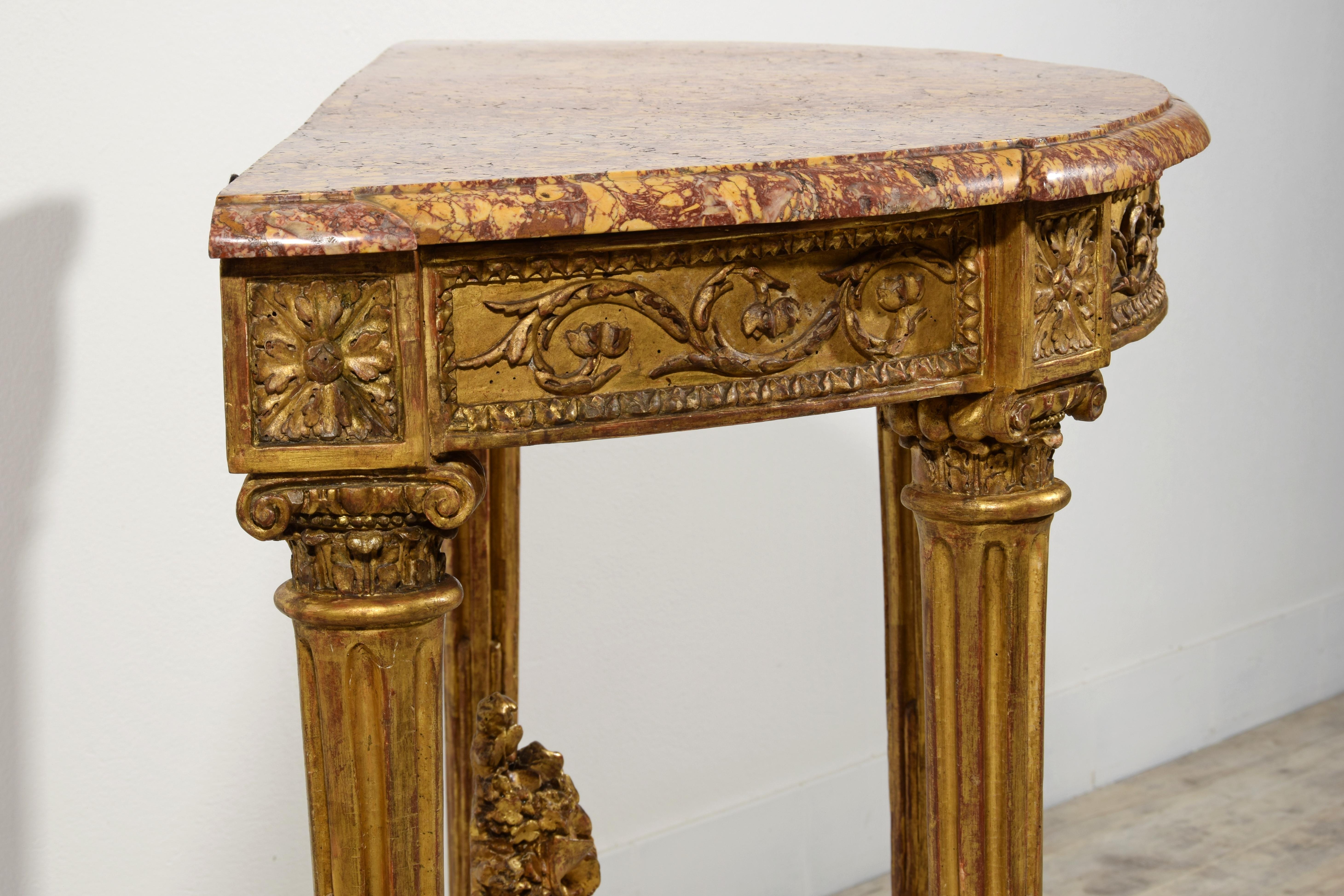 18th Century, French Louis XVI Carved Giltwood Console  For Sale 16