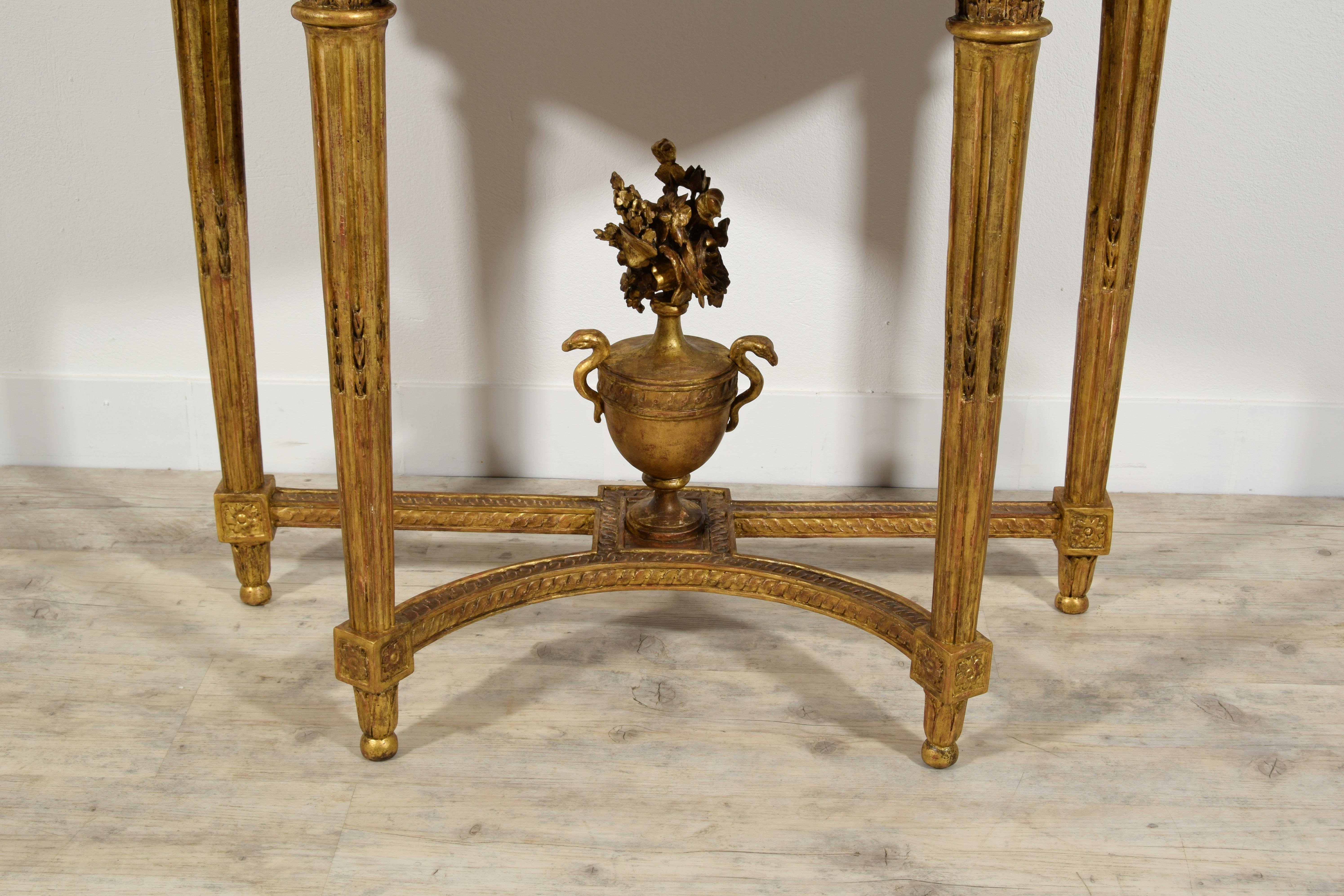 18th Century, French Louis XVI Carved Giltwood Console  For Sale 3