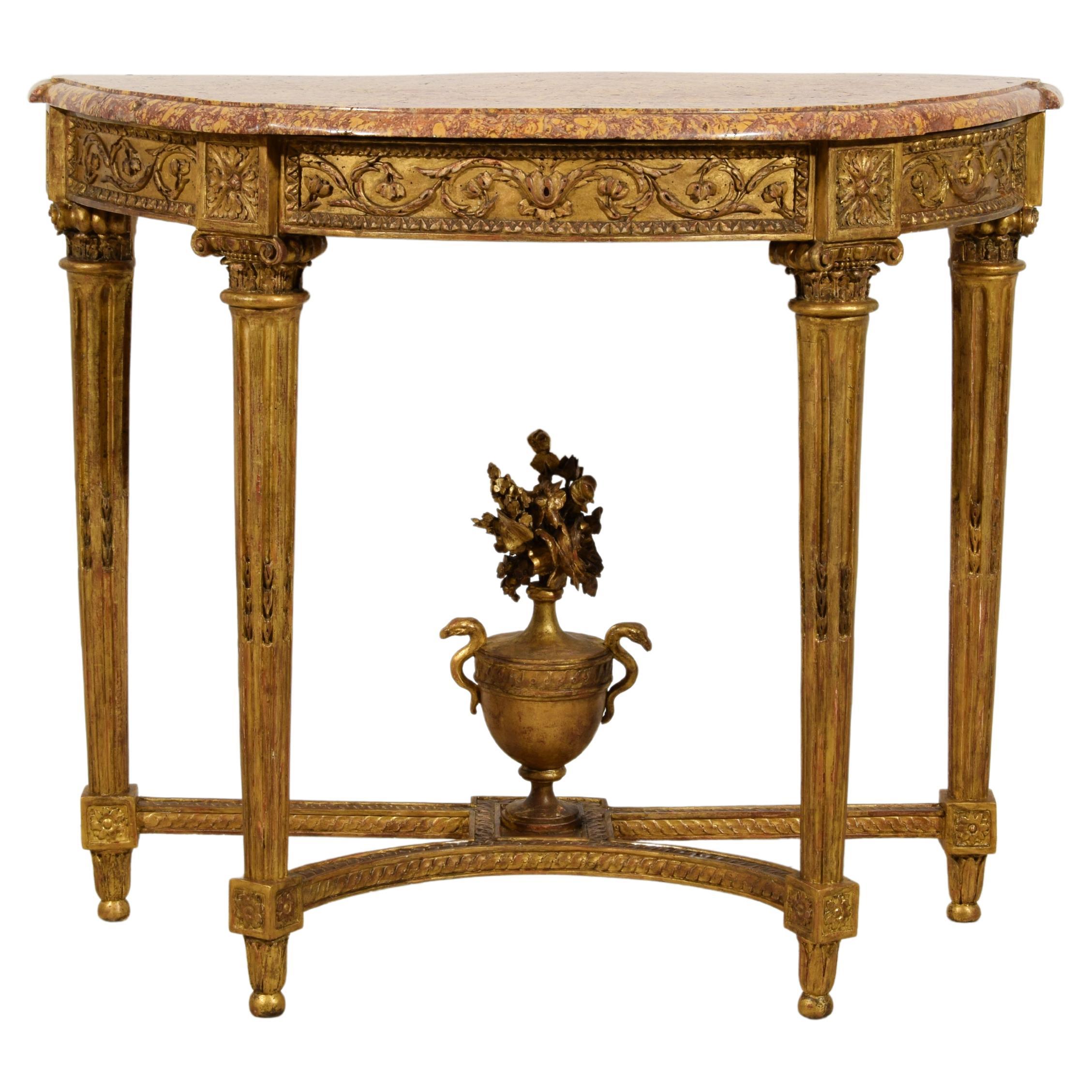 18th Century, French Louis XVI Carved Giltwood Console 