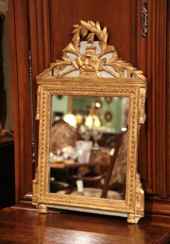 18th Century French Louis XVI Carved Giltwood Wall Mirror from Provence