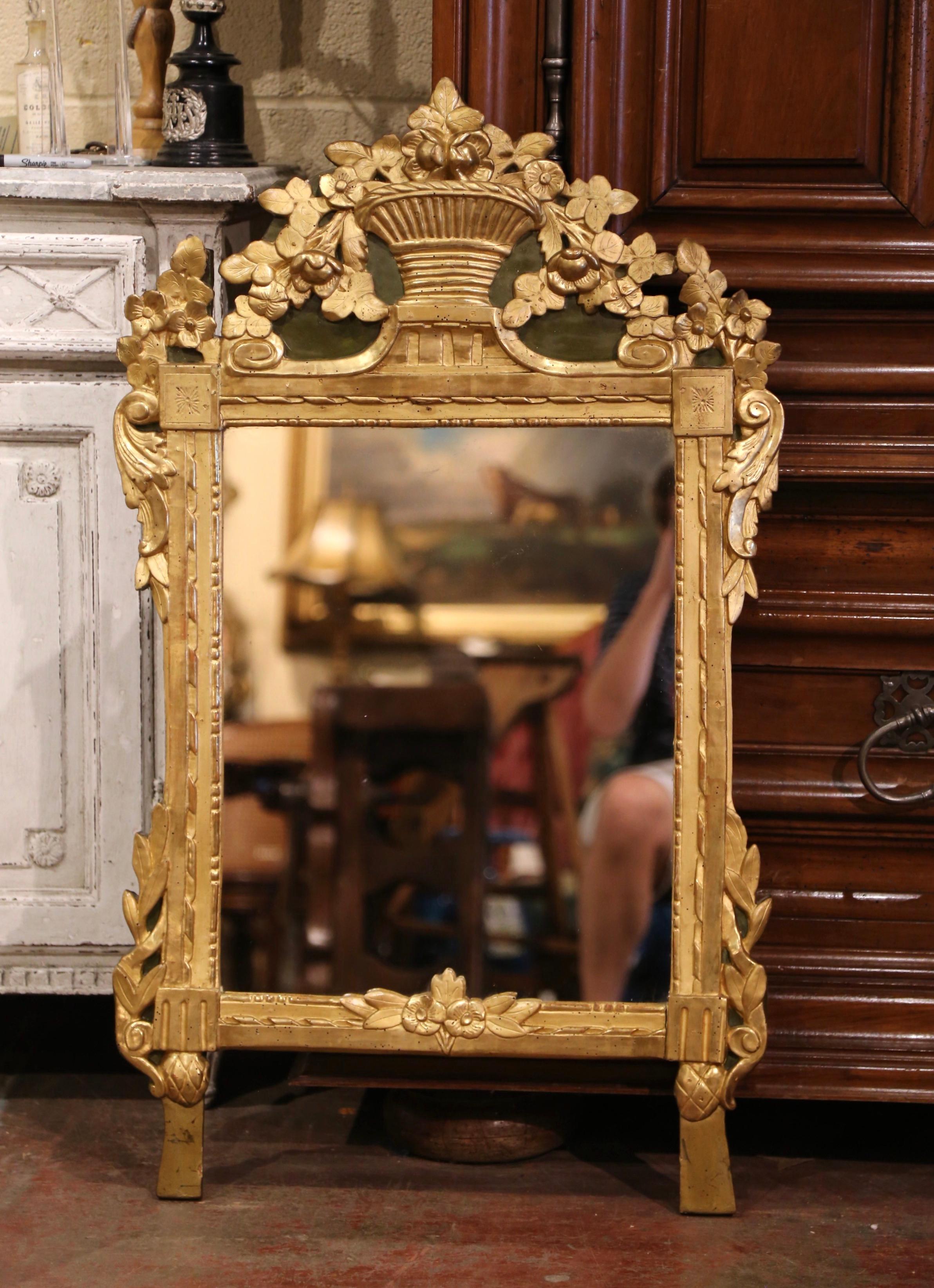18th Century French Louis XVI Carved Giltwood Wall Mirror from Provence In Excellent Condition In Dallas, TX