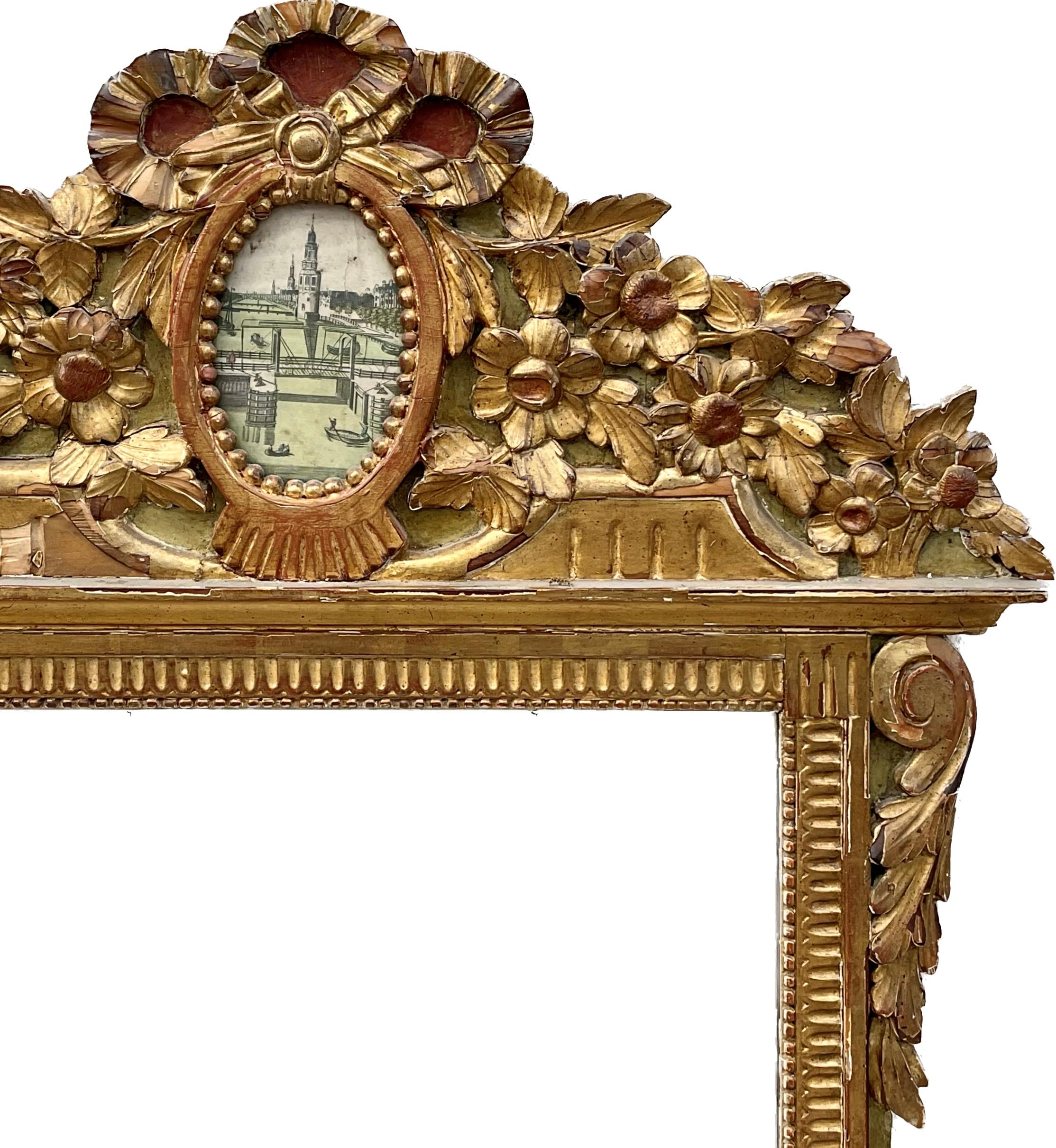18th Century French Louis XVI Carved Giltwood Wall Mirror from Provence For Sale 2