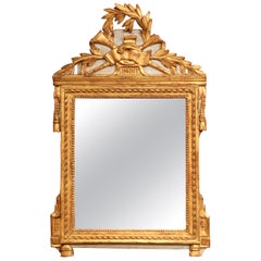 18th Century French Louis XVI Carved Giltwood Wall Mirror from Provence