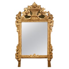 18th Century French Louis XVI Carved Giltwood Wall Mirror from Provence