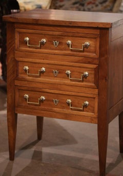 18th Century French Louis XVI Carved Walnut Chest of Drawers Bedside Table