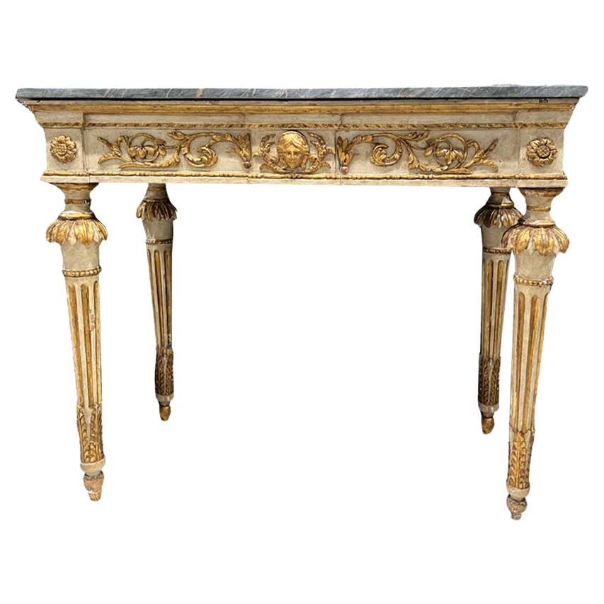 Console francese Luigi XVI del XVIII secolo con marmo grigio originale