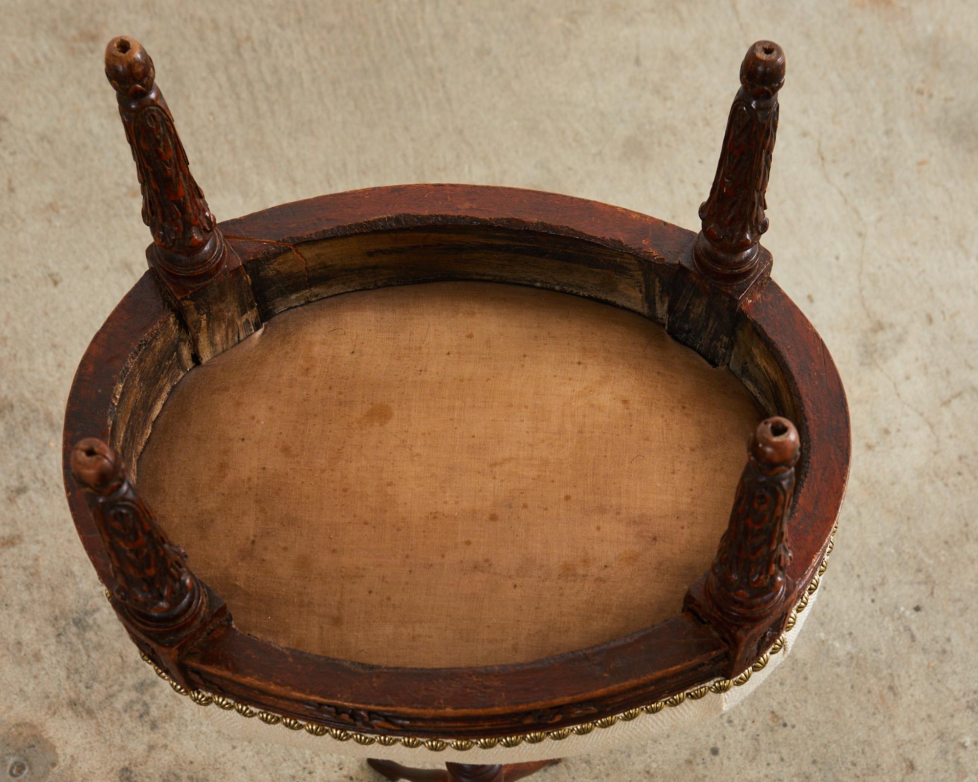 18th Century French Louis XVI Diminutive Mahogany Footstool For Sale 4