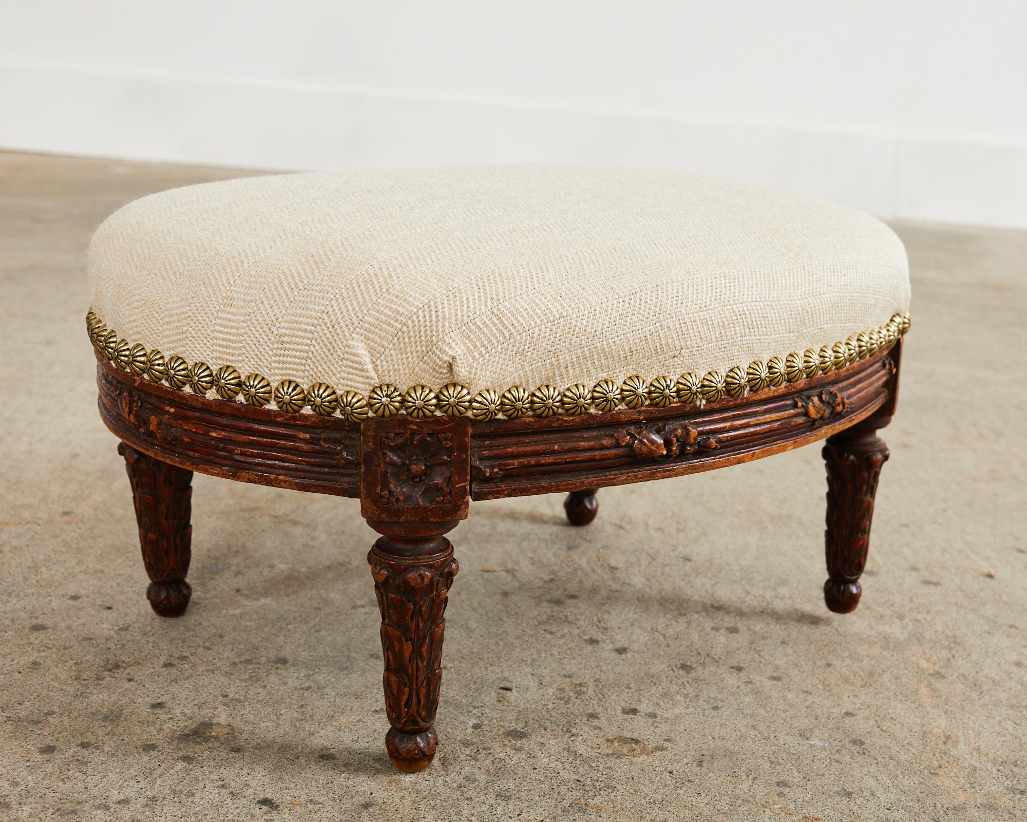 18th Century and Earlier 18th Century French Louis XVI Diminutive Mahogany Footstool For Sale