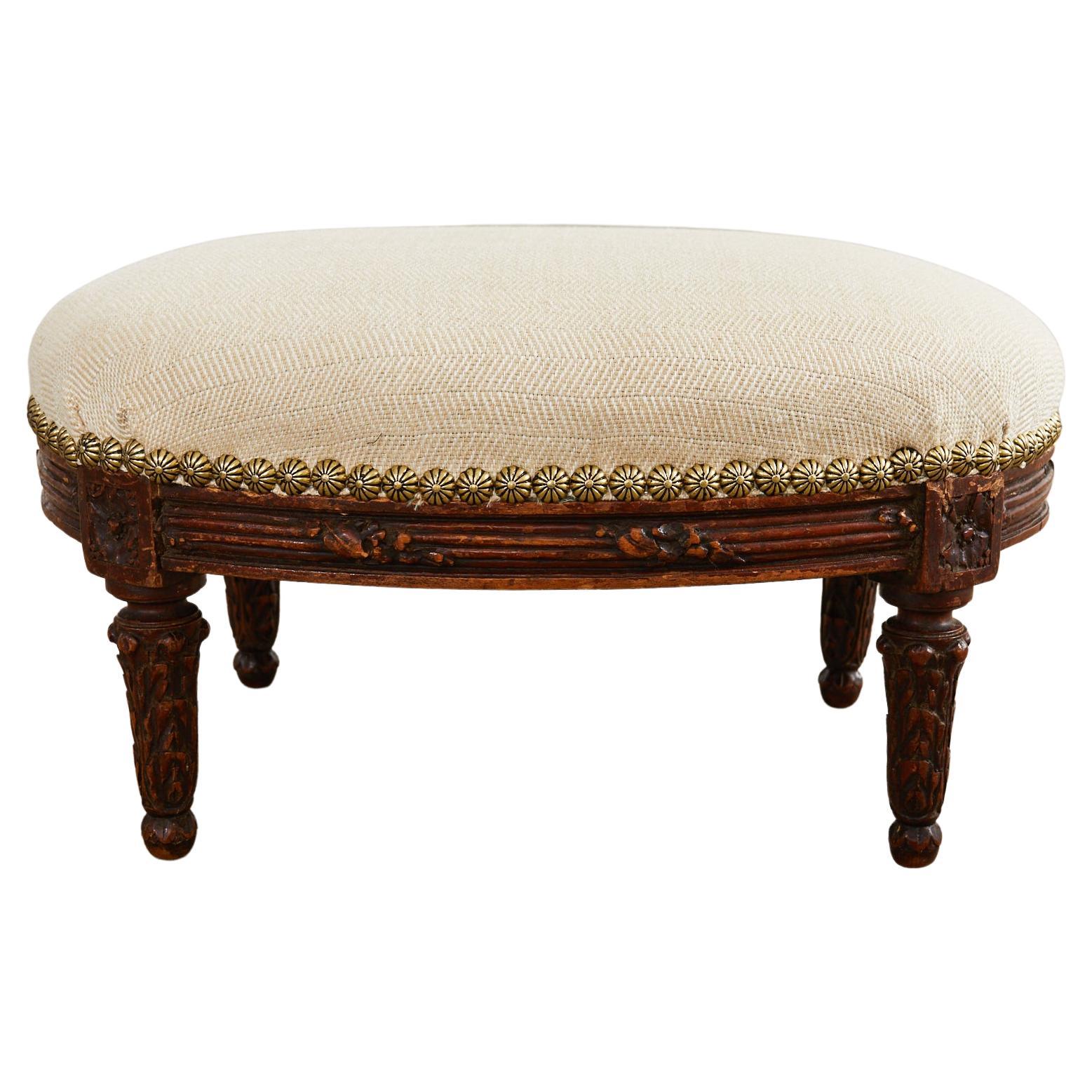 18th Century French Louis XVI Diminutive Mahogany Footstool For Sale