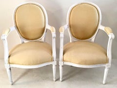 18th Century French Louis XVI Fauteuils, a Pair