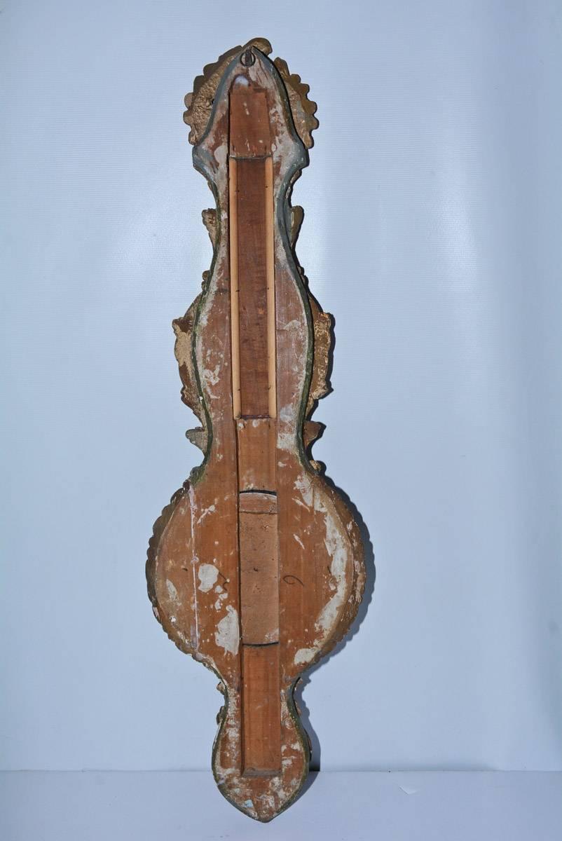 18th Century French Louis XVI Giltwood Barometer For Sale 3