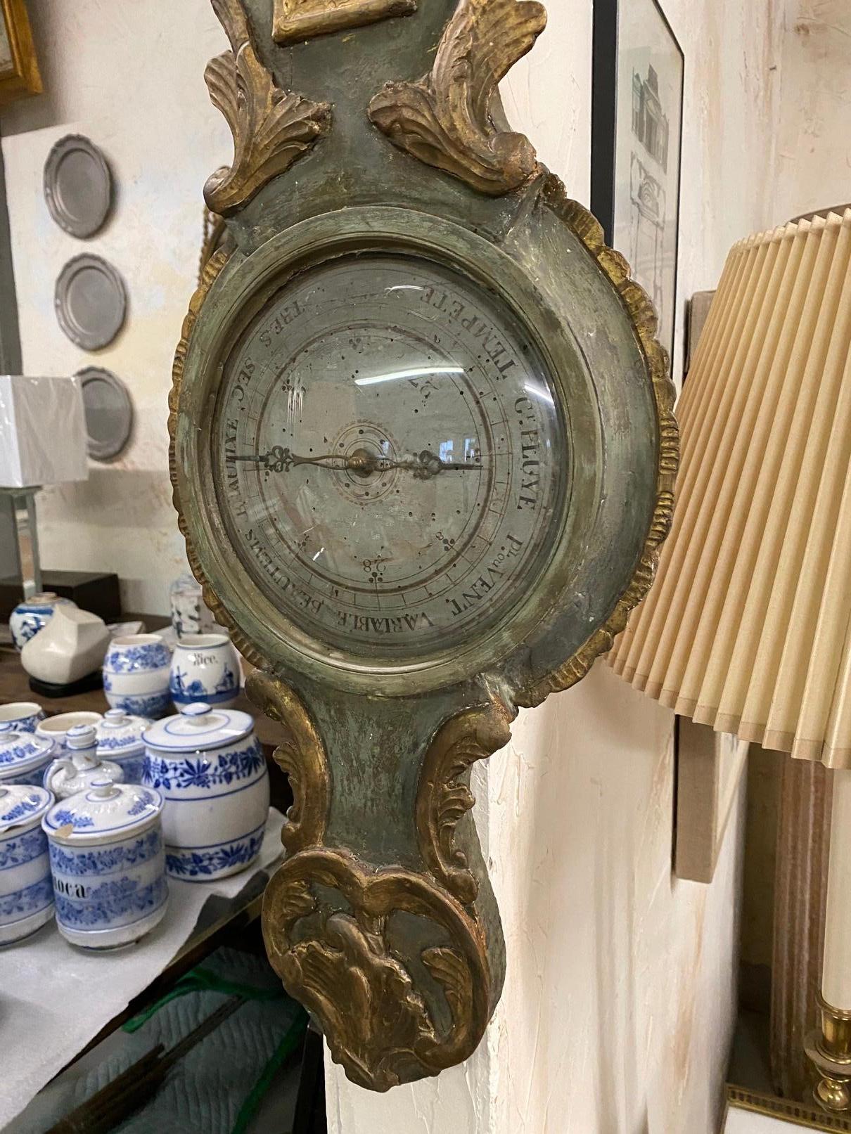18th Century French Louis XVI Giltwood Barometer In Good Condition For Sale In Sheffield, MA