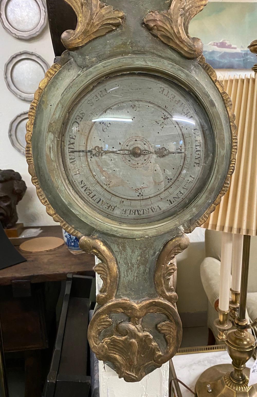 Late 18th Century 18th Century French Louis XVI Giltwood Barometer For Sale