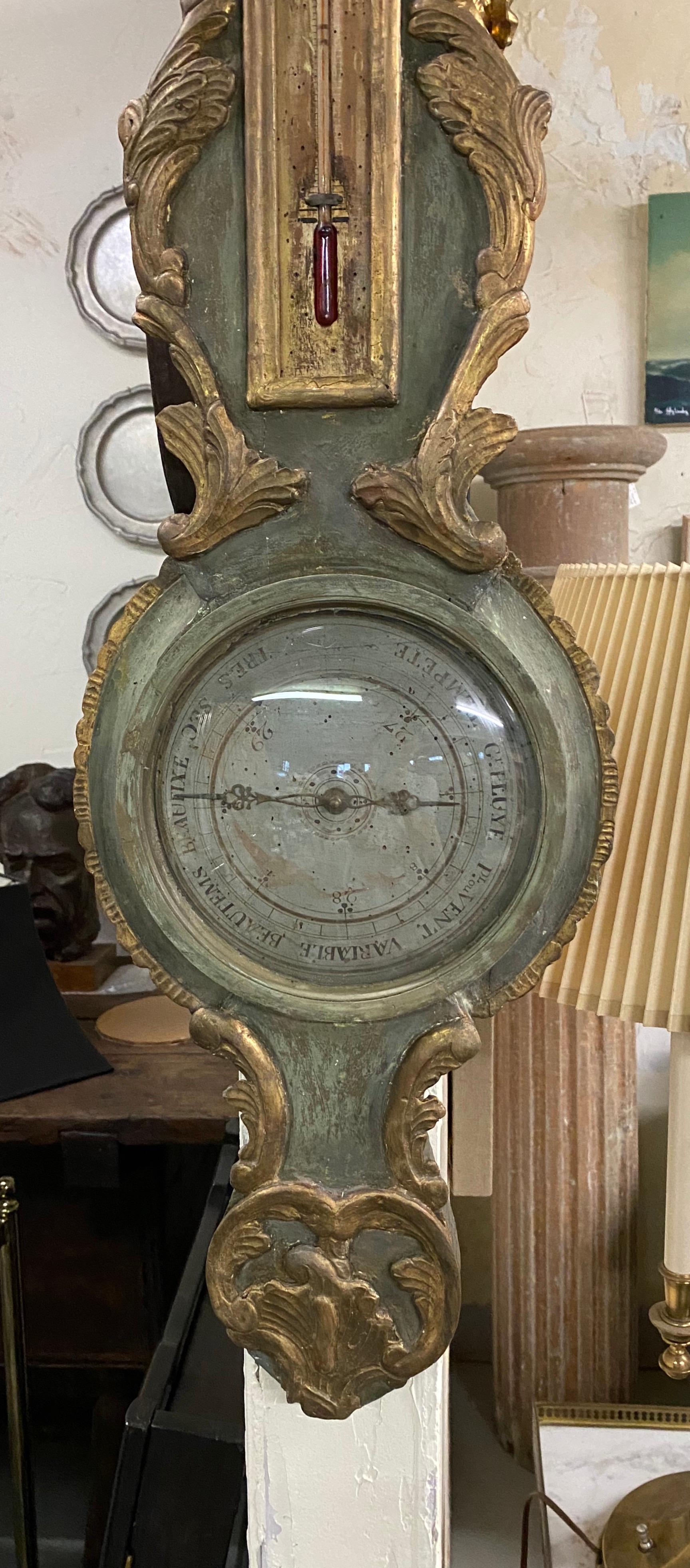 18th Century French Louis XVI Giltwood Barometer For Sale 1