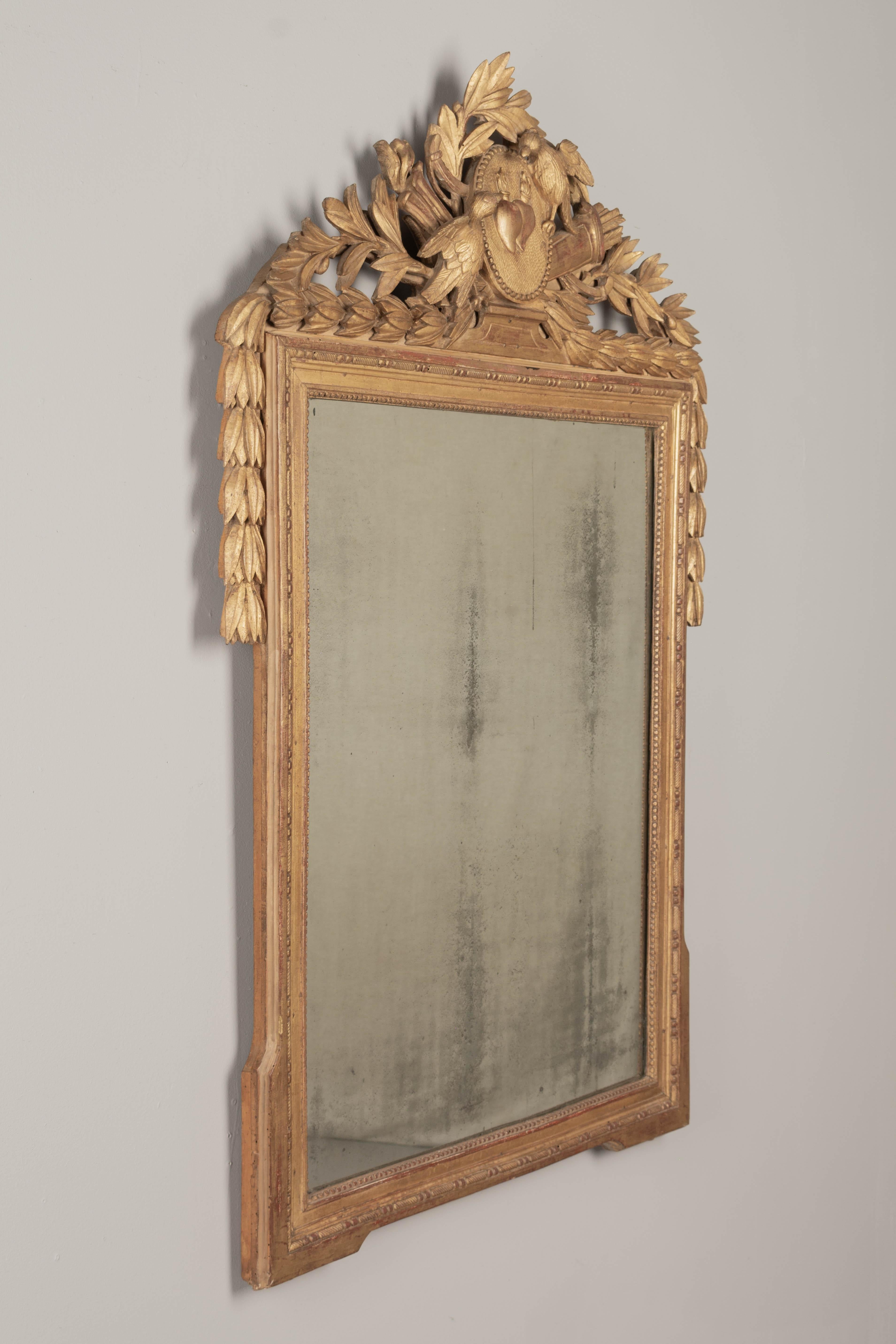 18th Century and Earlier 18th Century French Louis XVI Giltwood Bridal Mirror For Sale