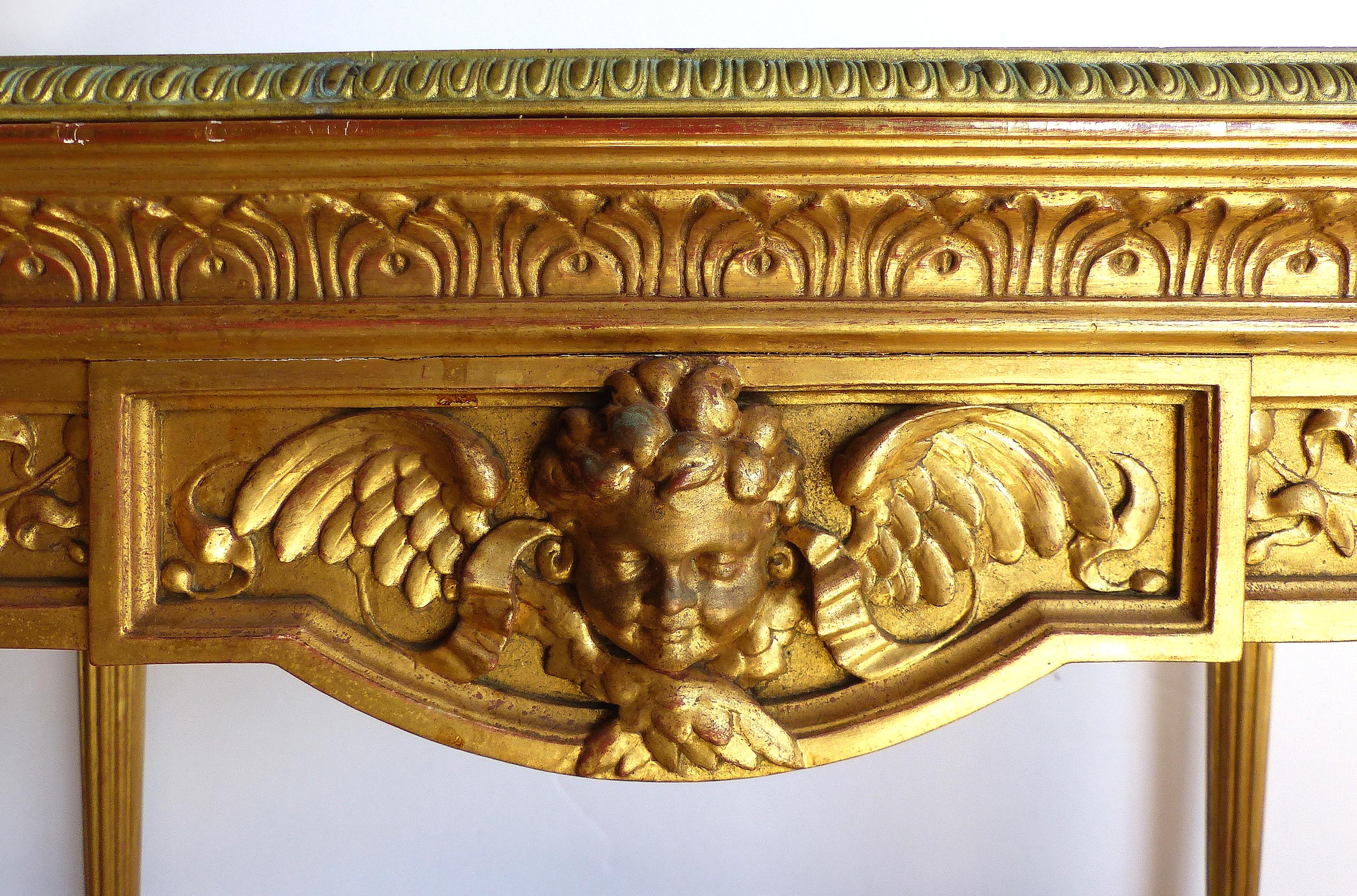 18th Century French Louis XVI Giltwood Console Table with Inset Onyx Top For Sale 1