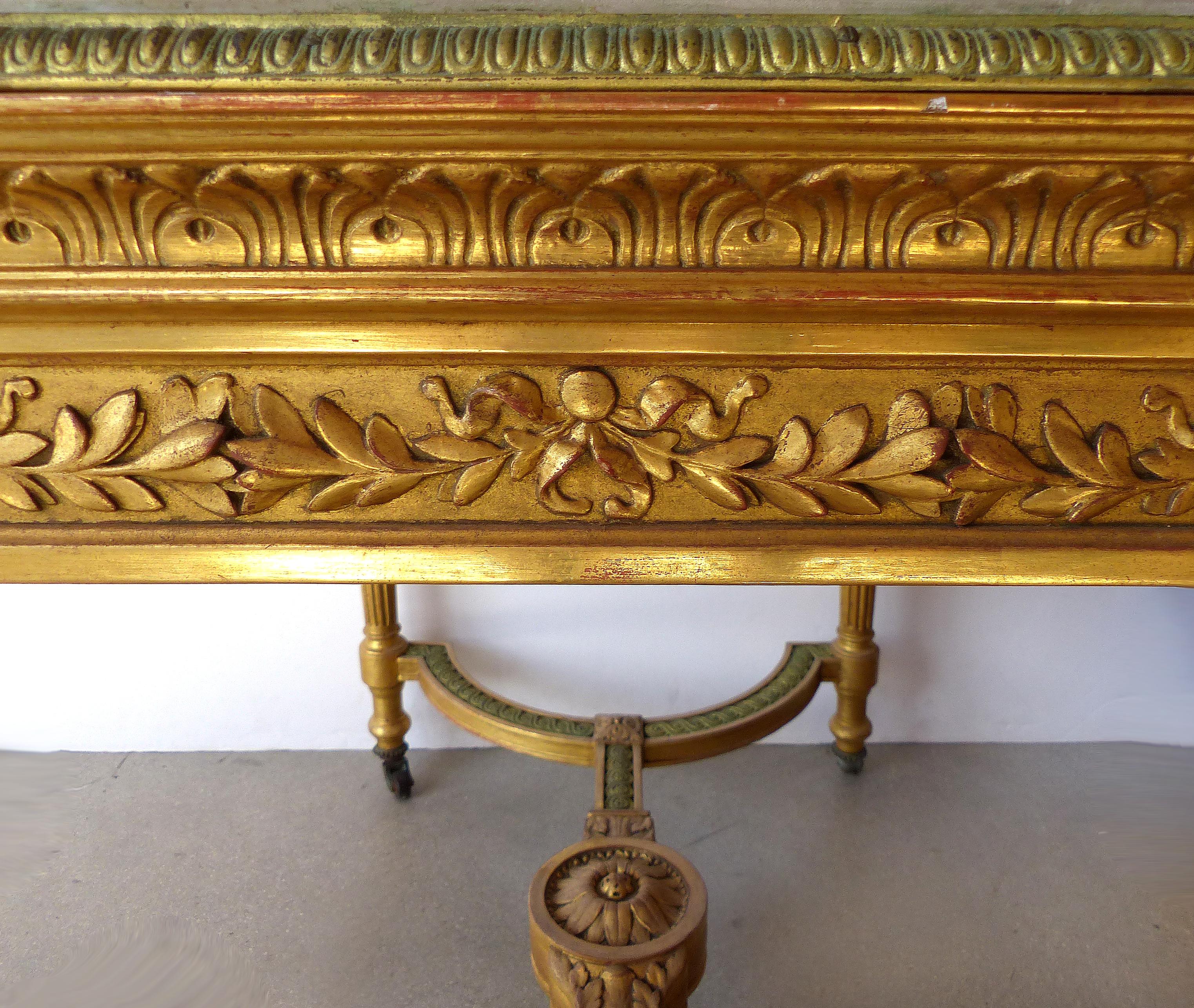 18th Century French Louis XVI Giltwood Console Table with Inset Onyx Top For Sale 3