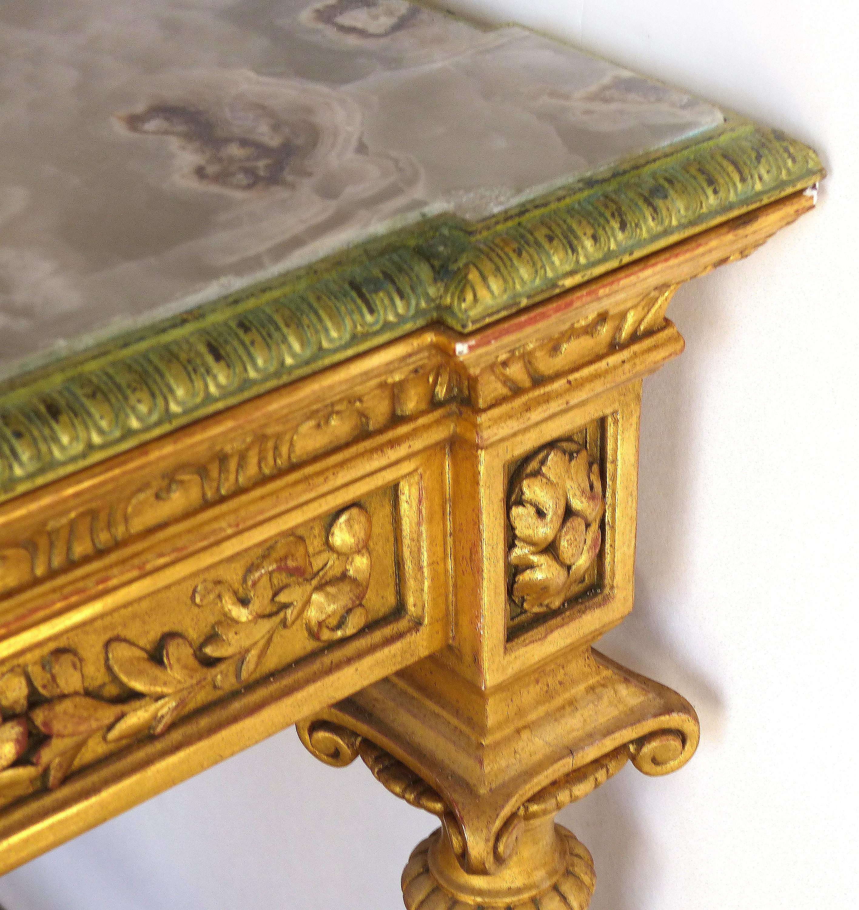 18th Century French Louis XVI Giltwood Console Table with Inset Onyx Top For Sale 4
