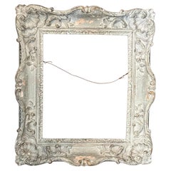 18. Jahrhundert Französisch Louis XVI grau lackiert geschnitzt Holz Bilderrahmen