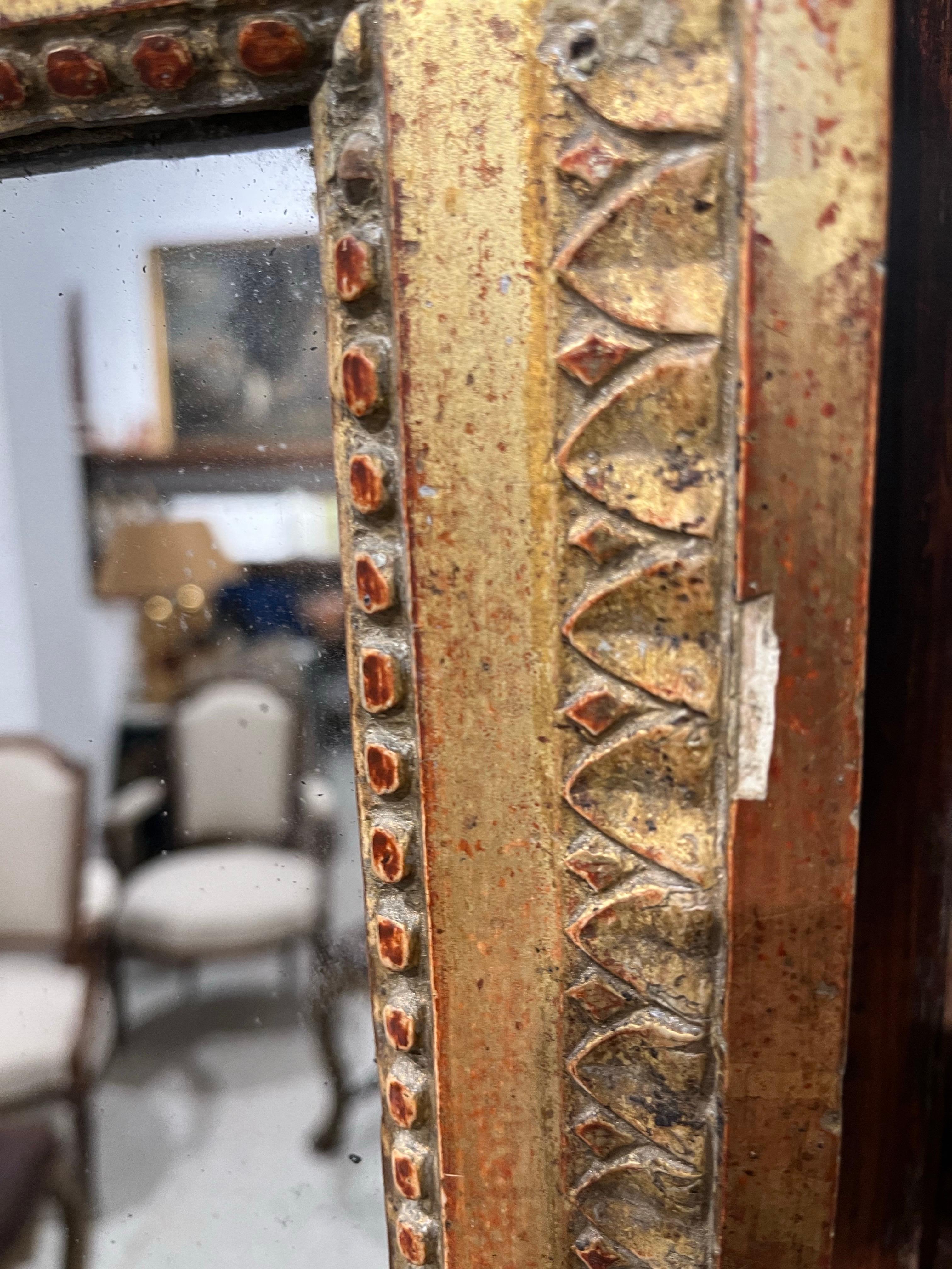 Vetro mercurizzato Luigi XVI francese del XVIII secolo  Specchio intagliato a mano in vendita